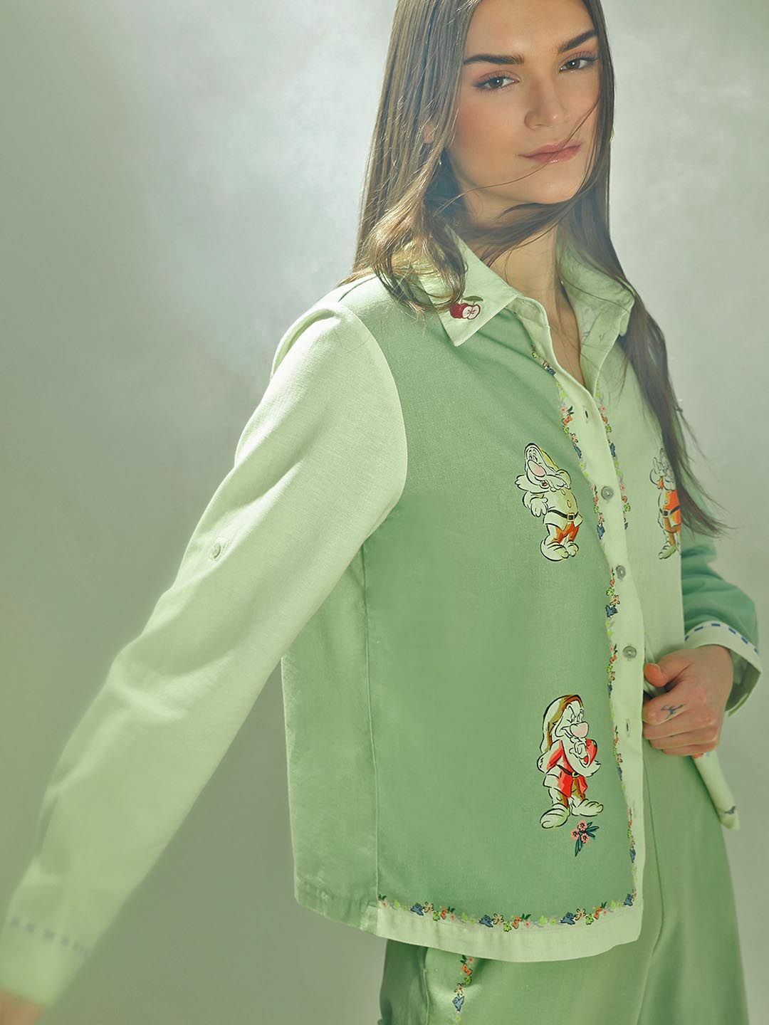 Vero Moda Green Printed Co-Ord Set Shirt