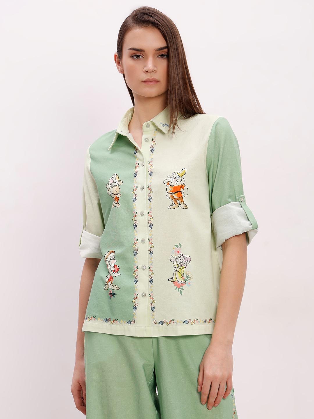 Vero Moda Green Printed Co-Ord Set Shirt