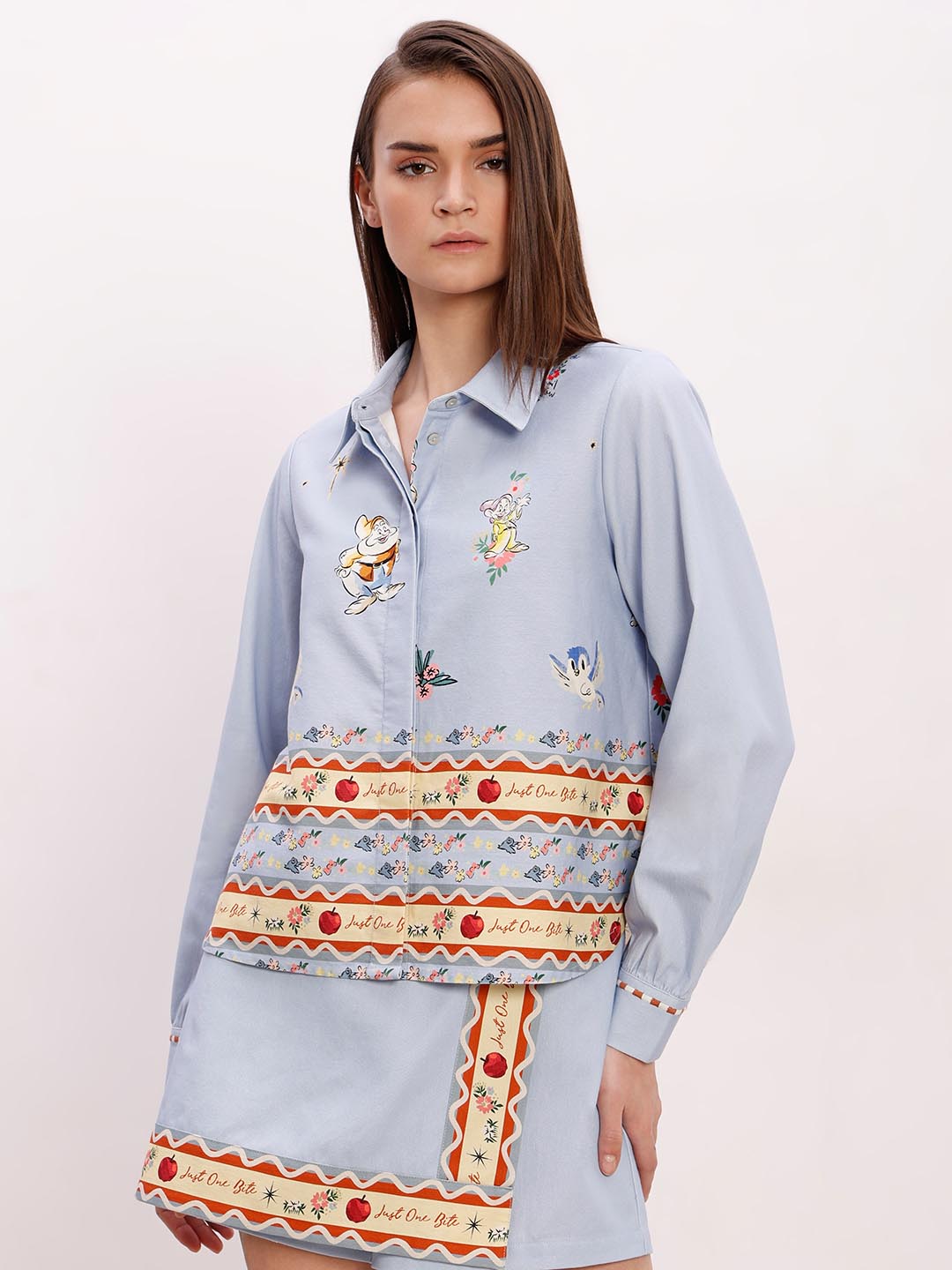 Vero Moda Blue Printed Cotton Co-Ord Set Shirt