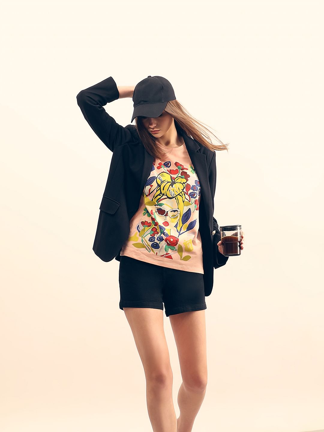 Pink Printed Cotton T-Shirt