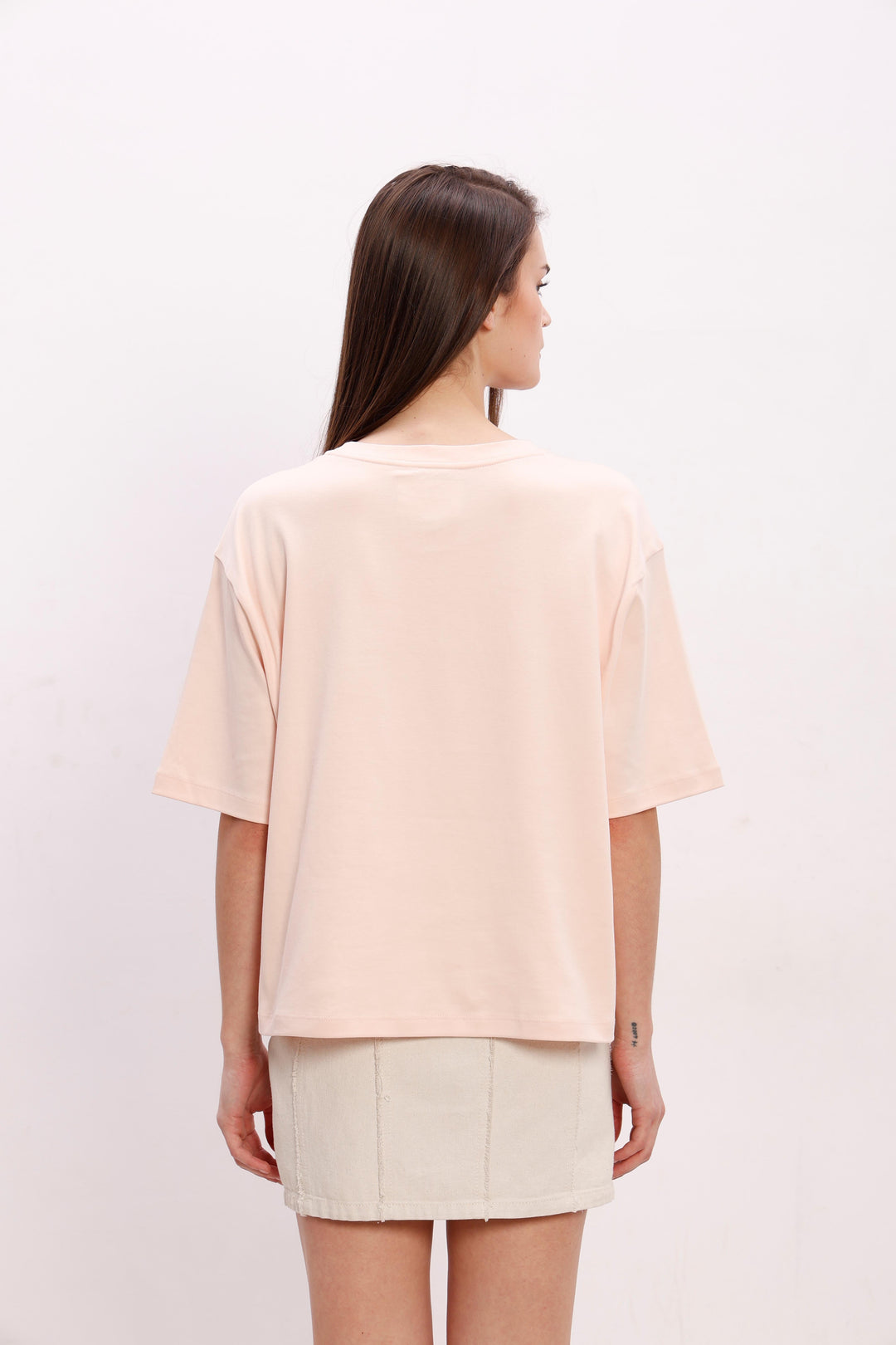 Vero Moda Peach Printed Cotton T-Shirt