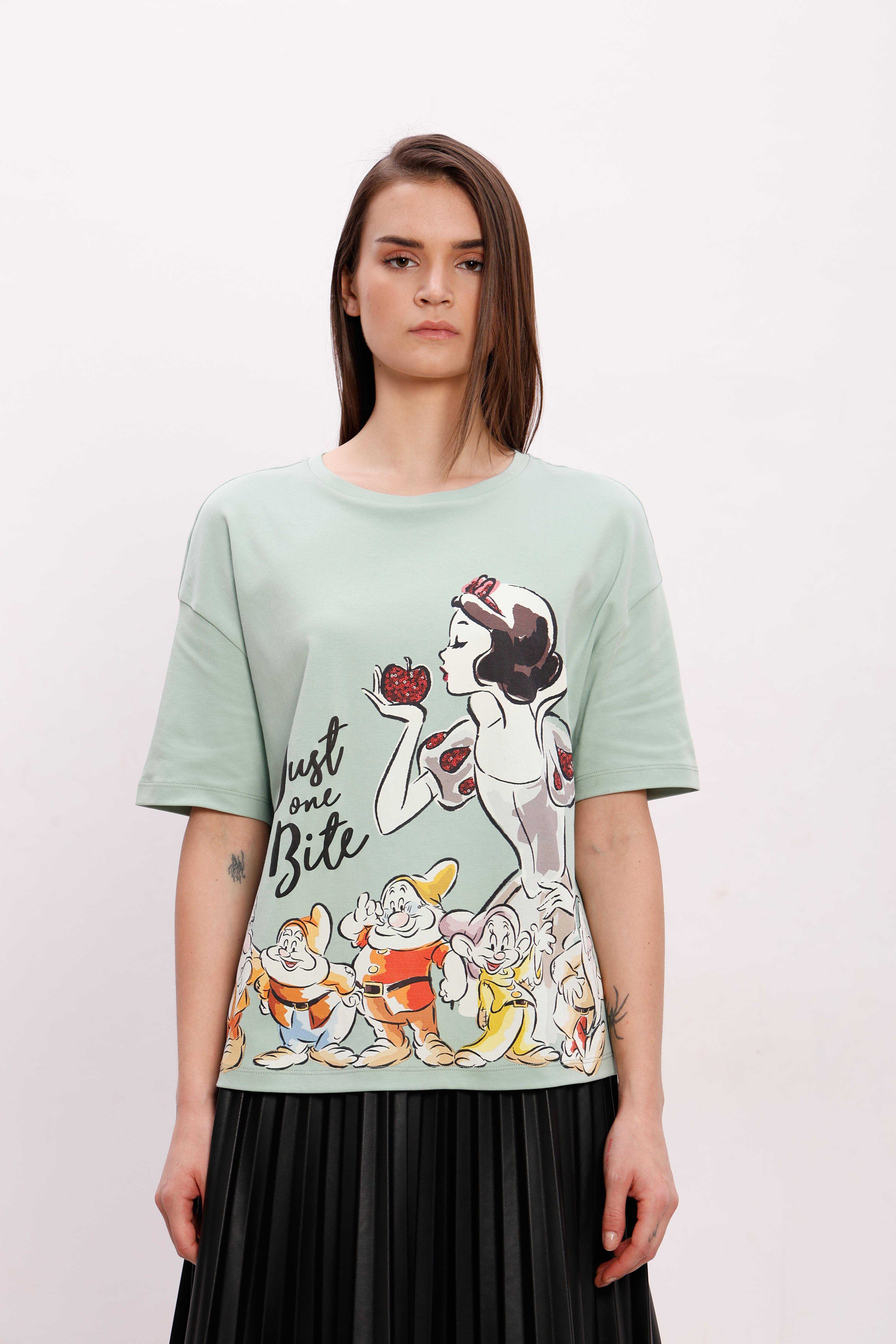 Vero Moda Green Printed Cotton T-Shirt