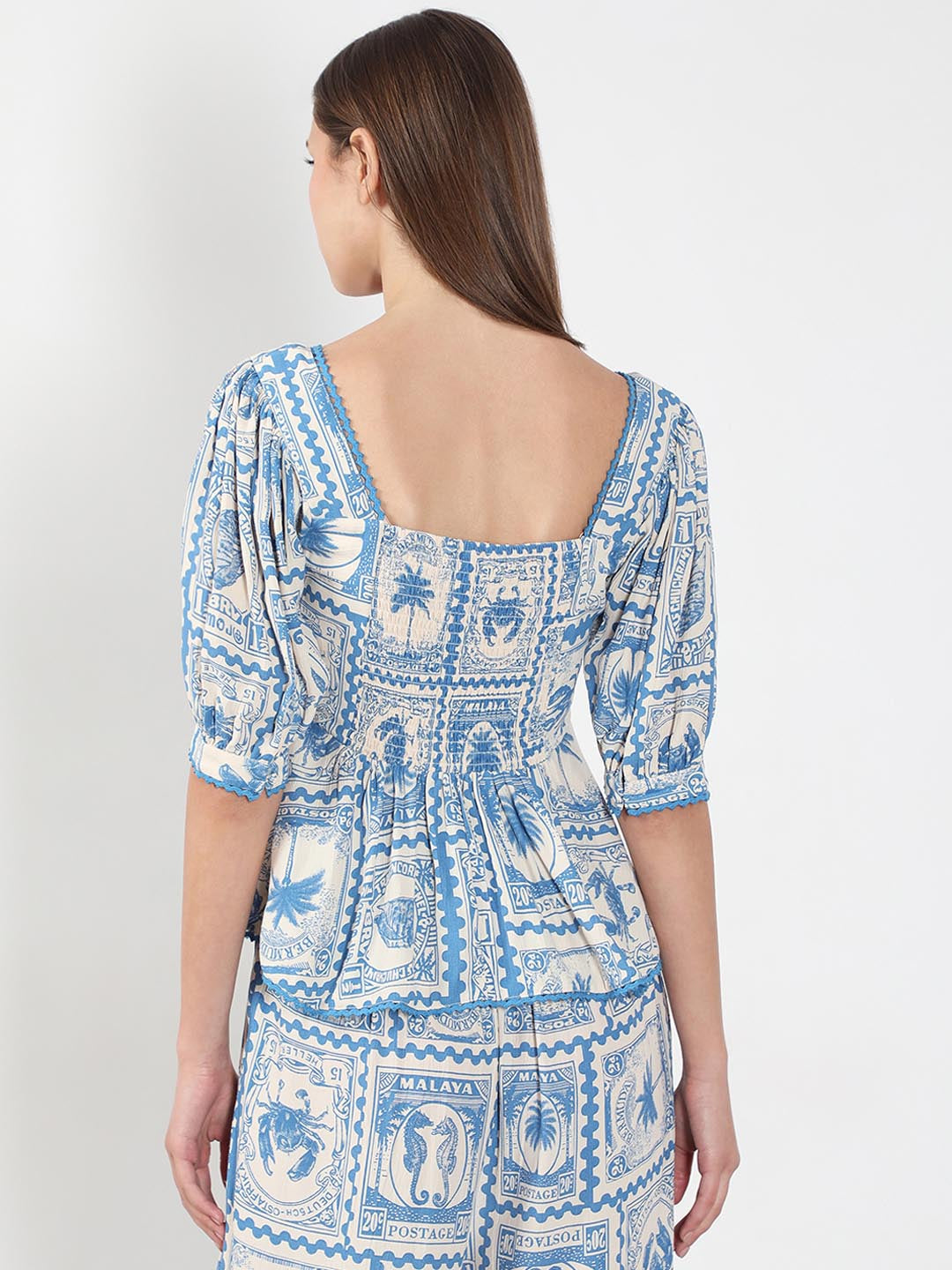 Vero Moda Ecru Printed Co-Ord Set Top