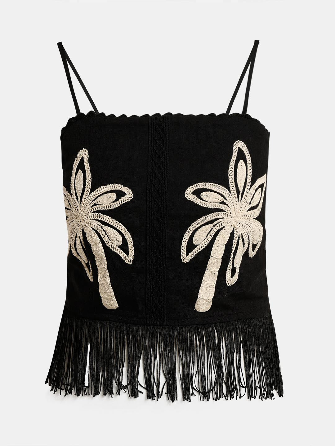 Vero Moda Black Embroidered Cropped Co-Ord Set Top