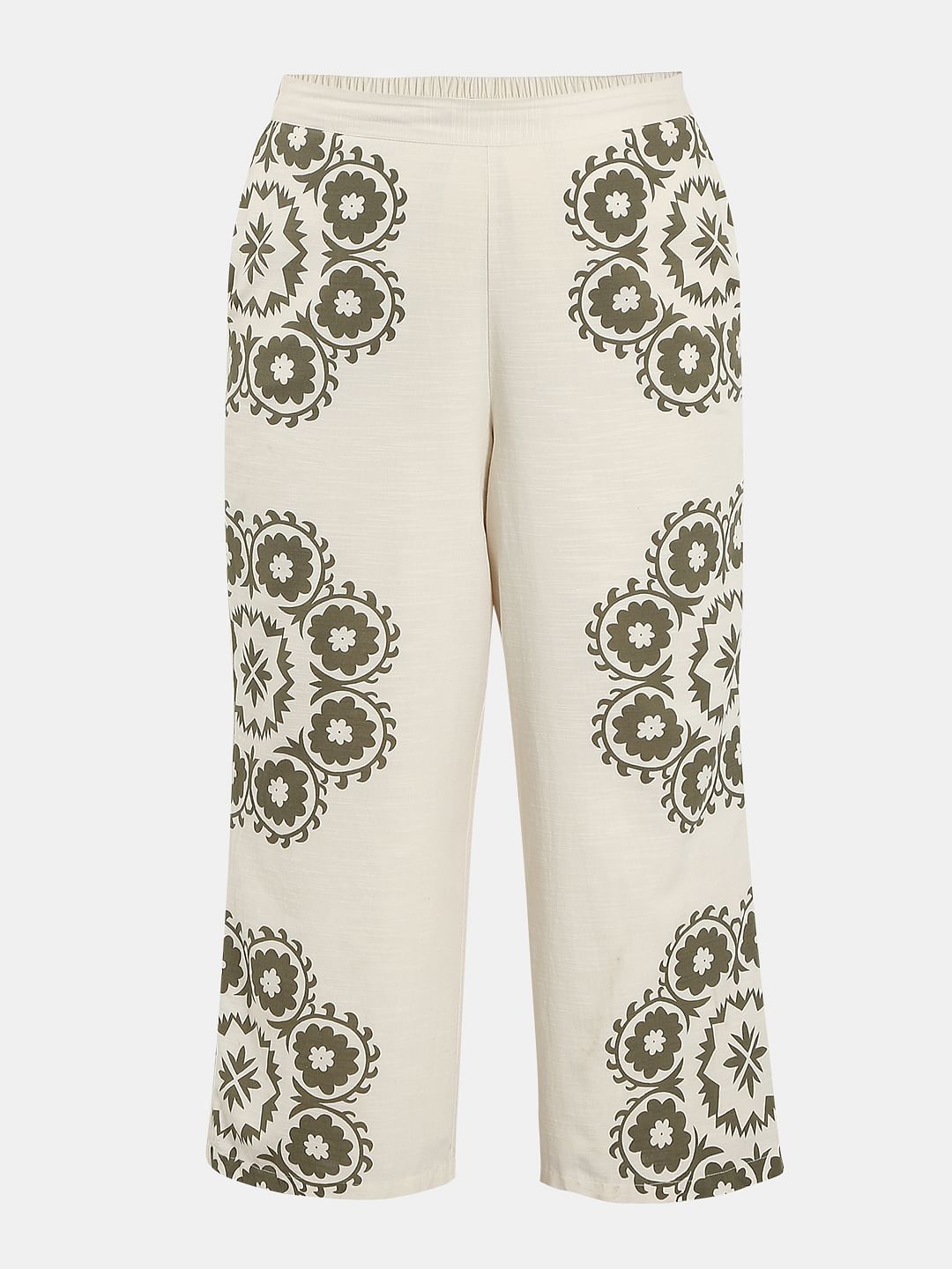 Curve Ecru Printed Co-Ord Set Pants