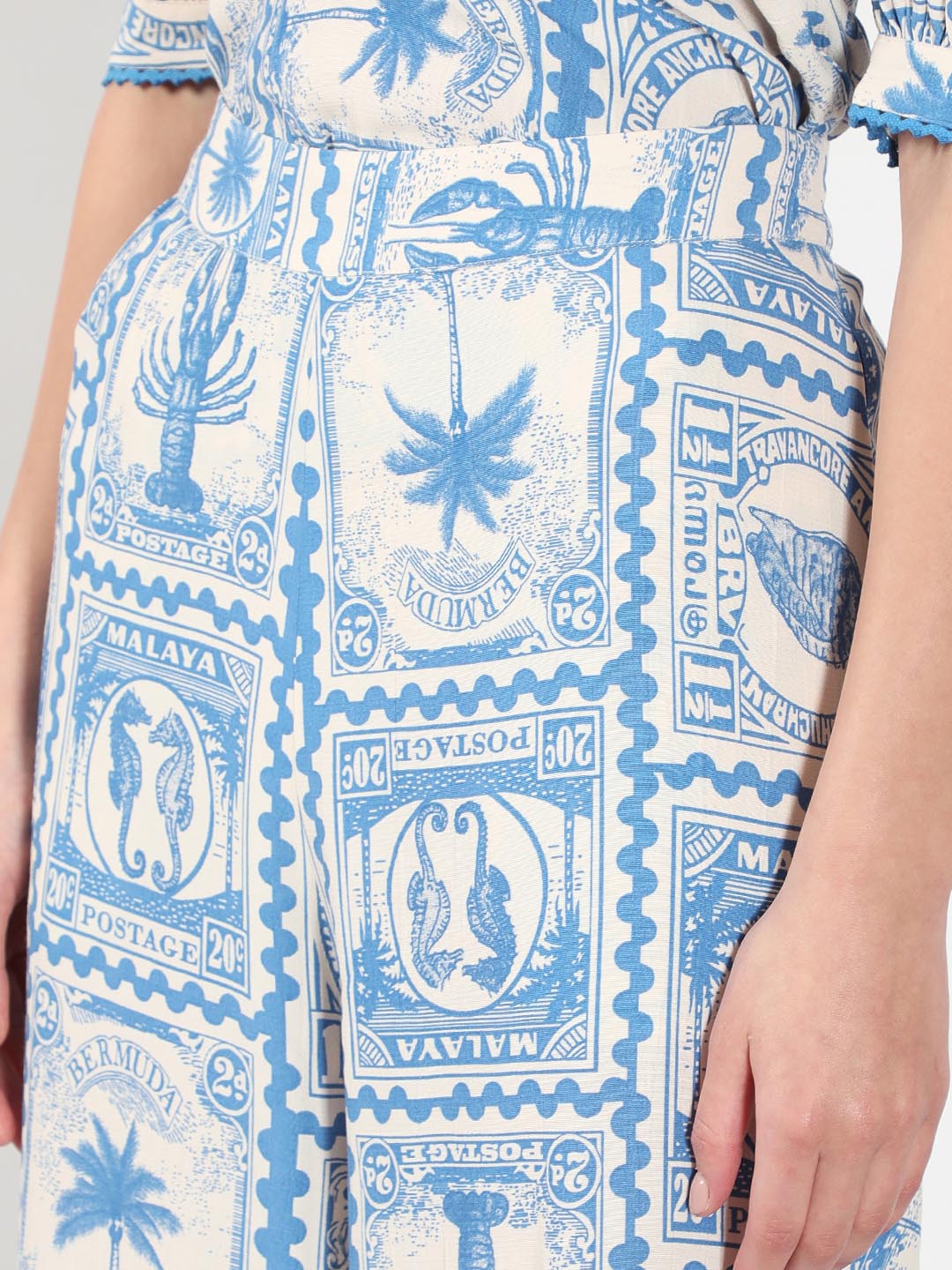 Vero Moda Ecru Printed Co-Ord Set Pants