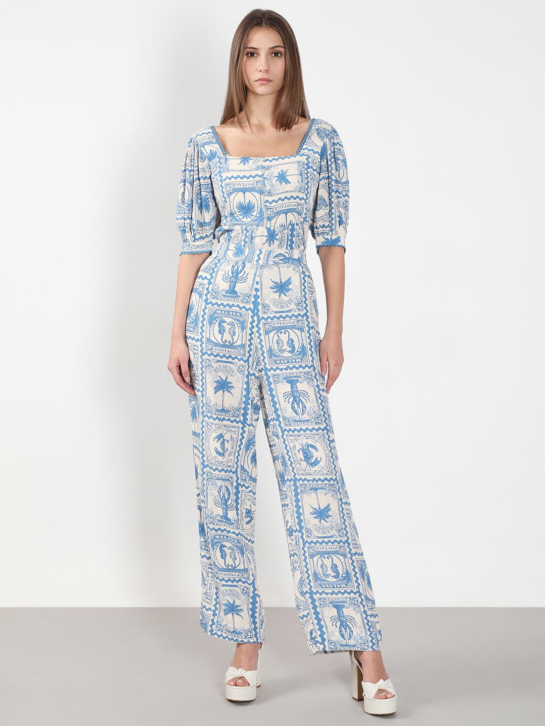 Vero Moda Ecru Printed Co-Ord Set Pants