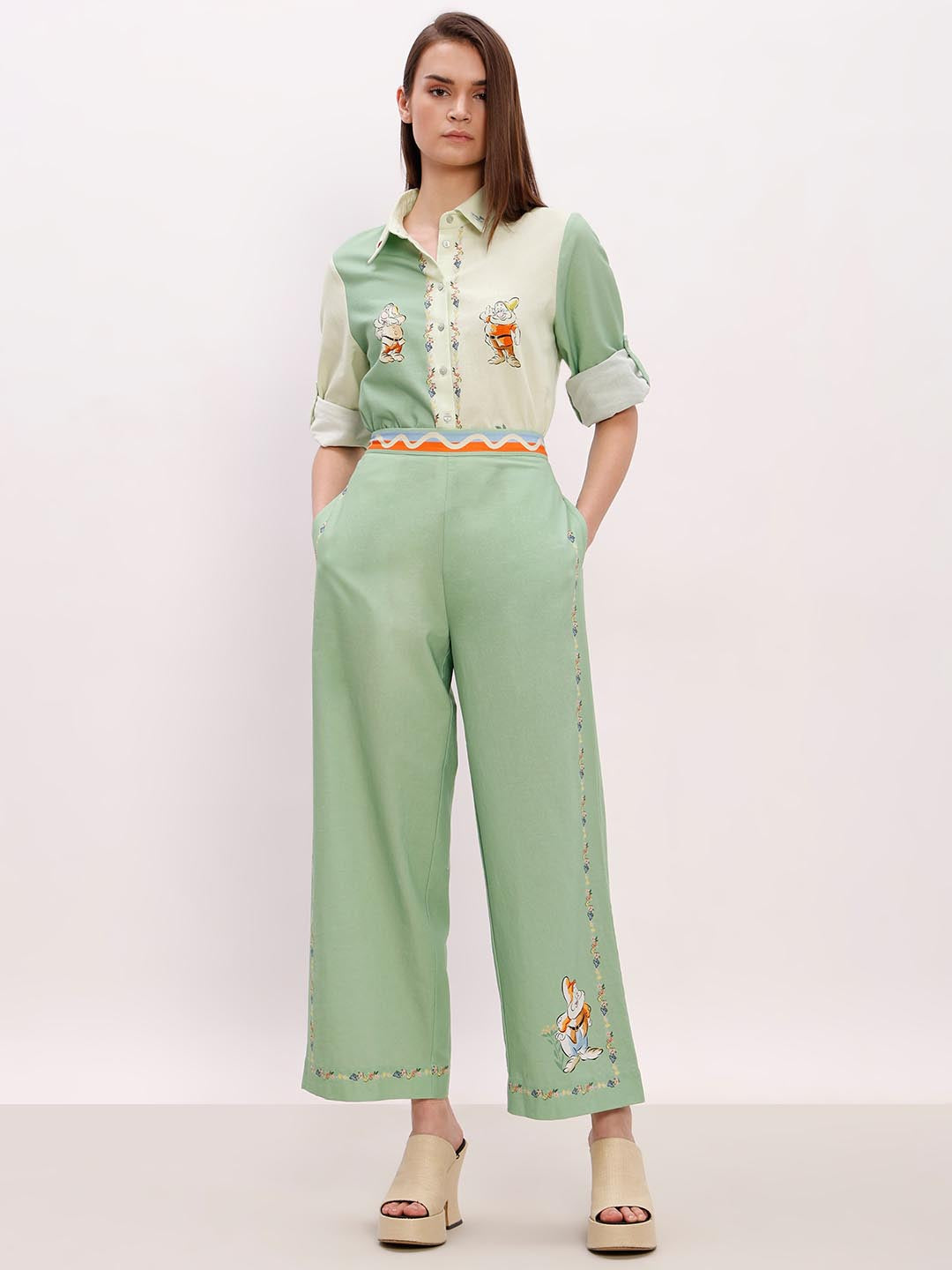 Vero Moda Green Printed Co-Ord Set Pants