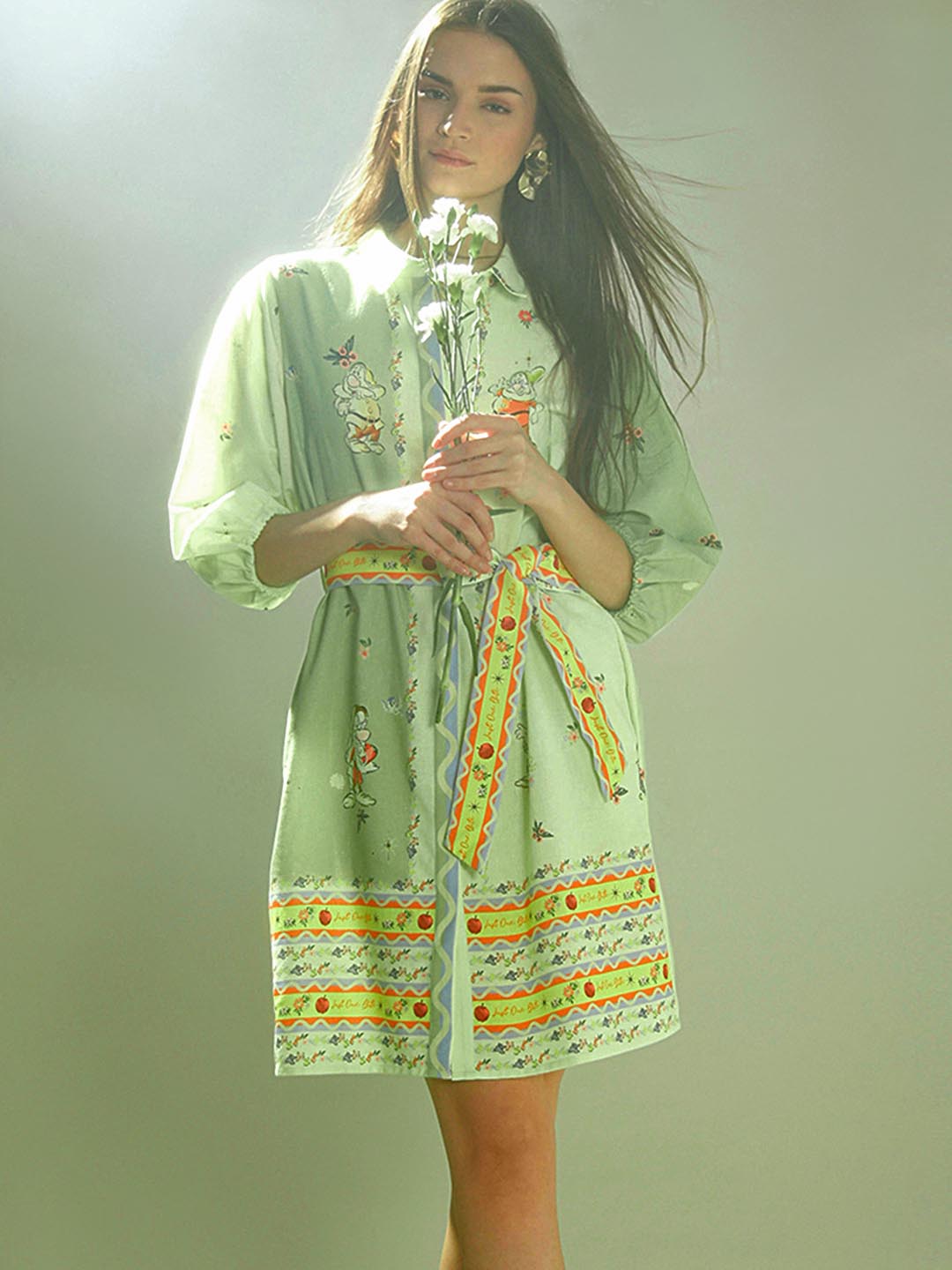 Vero Moda Green Printed Shirt Dress