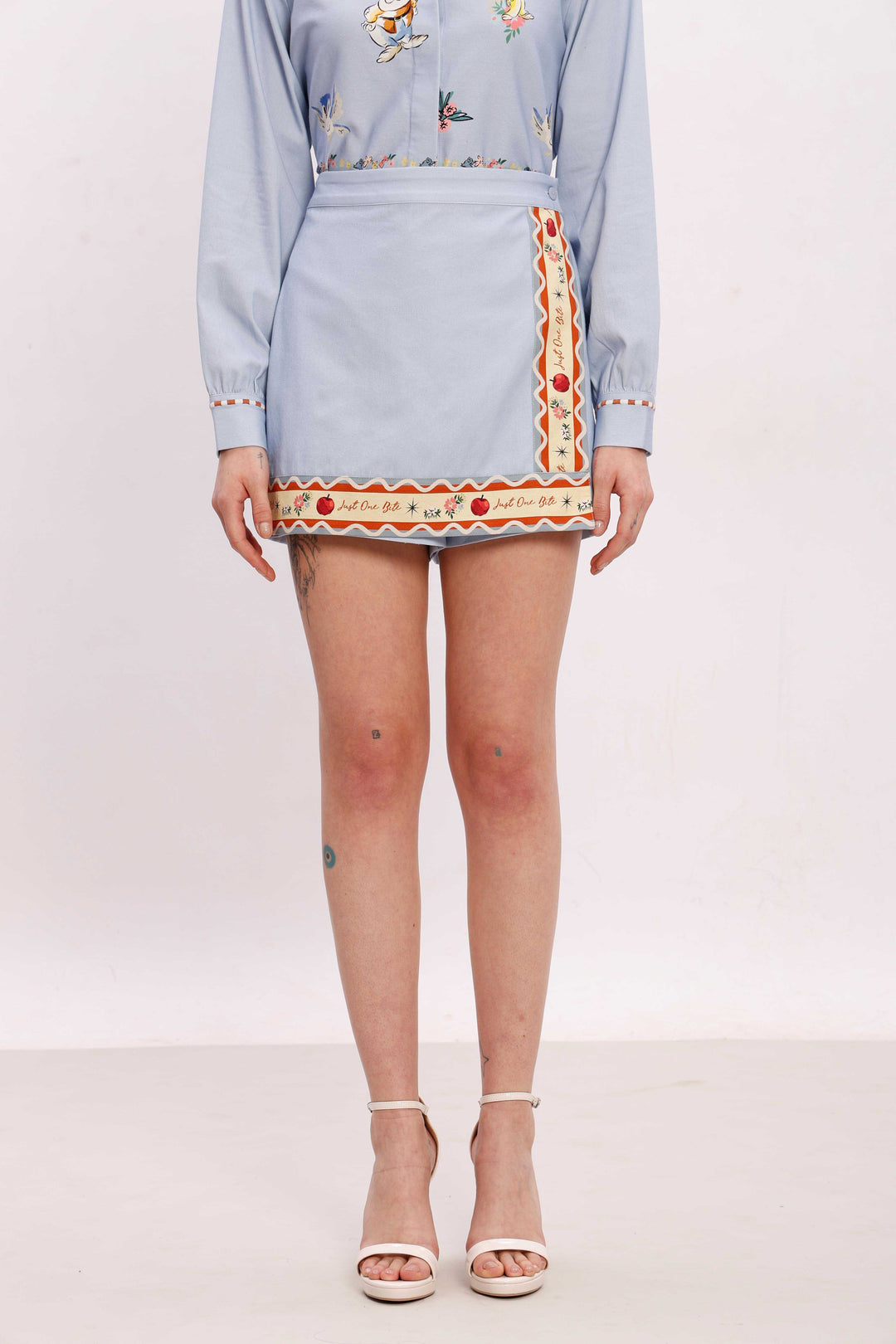 Vero Moda Blue Printed Cotton Co-Ord Set Wrap Skorts