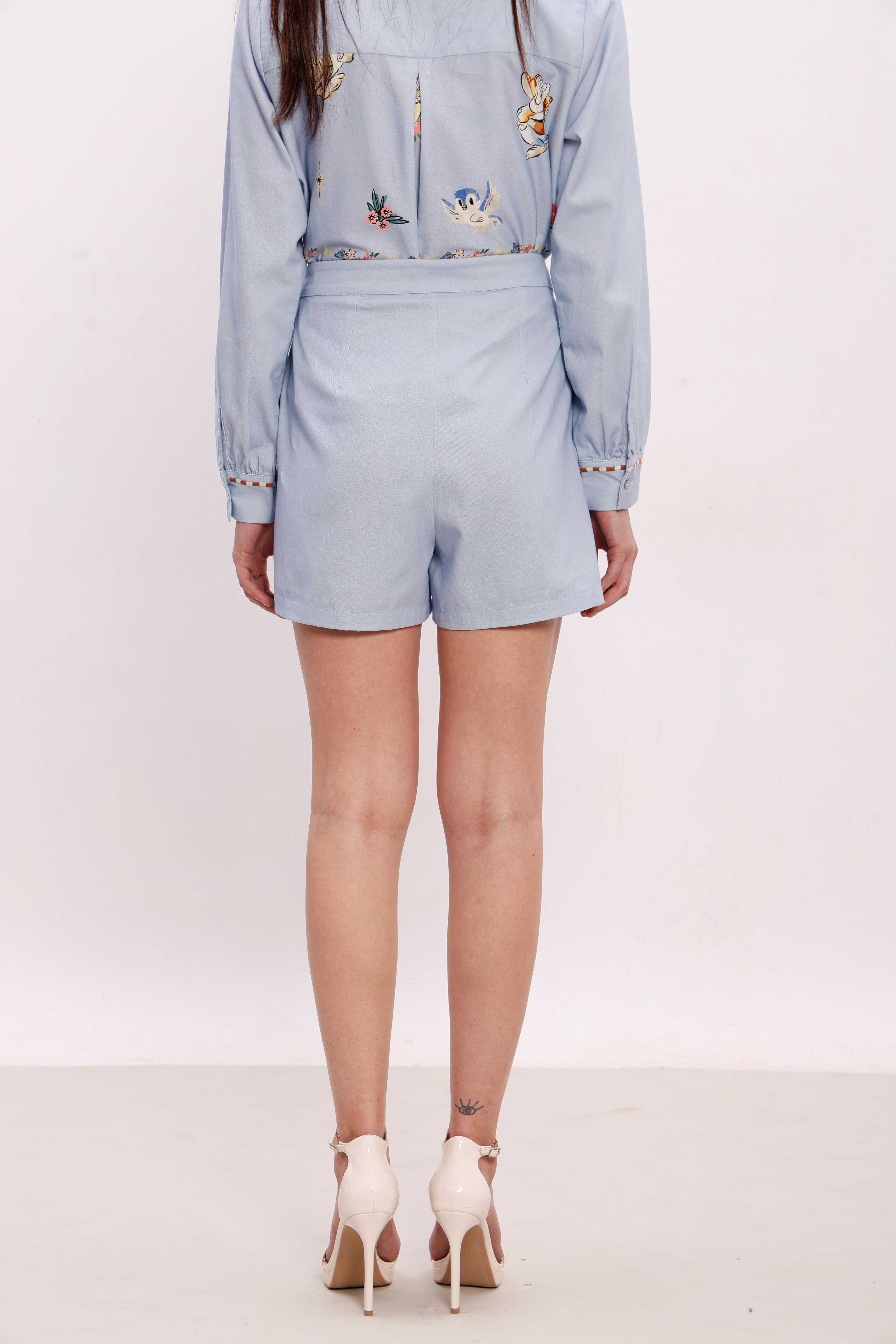 Vero Moda Blue Printed Cotton Co-Ord Set Wrap Skorts