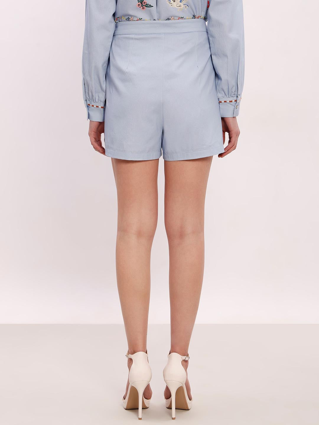 Vero Moda Blue Printed Cotton Co-Ord Set Wrap Skorts