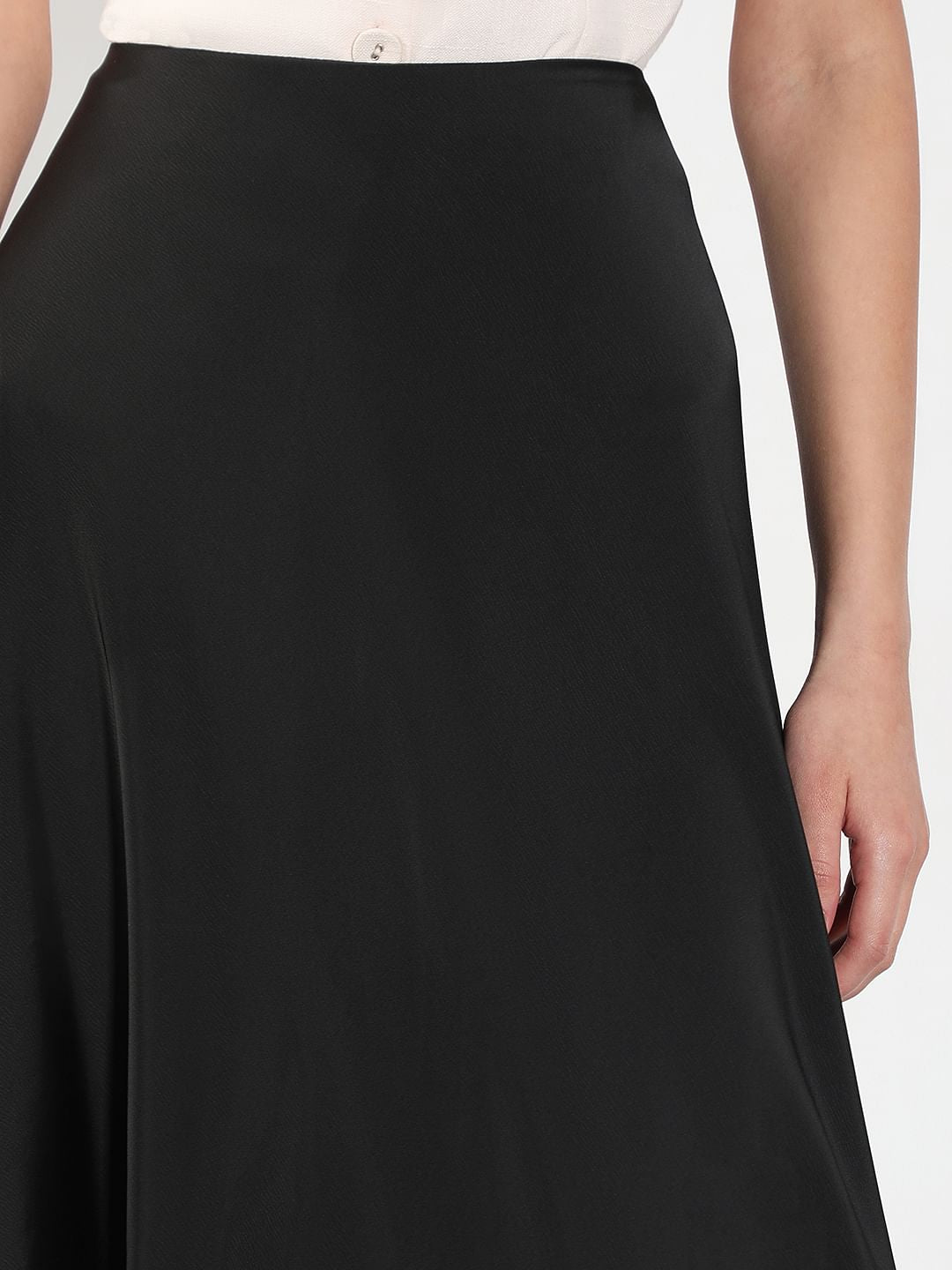 Black Flared Midi Skirt