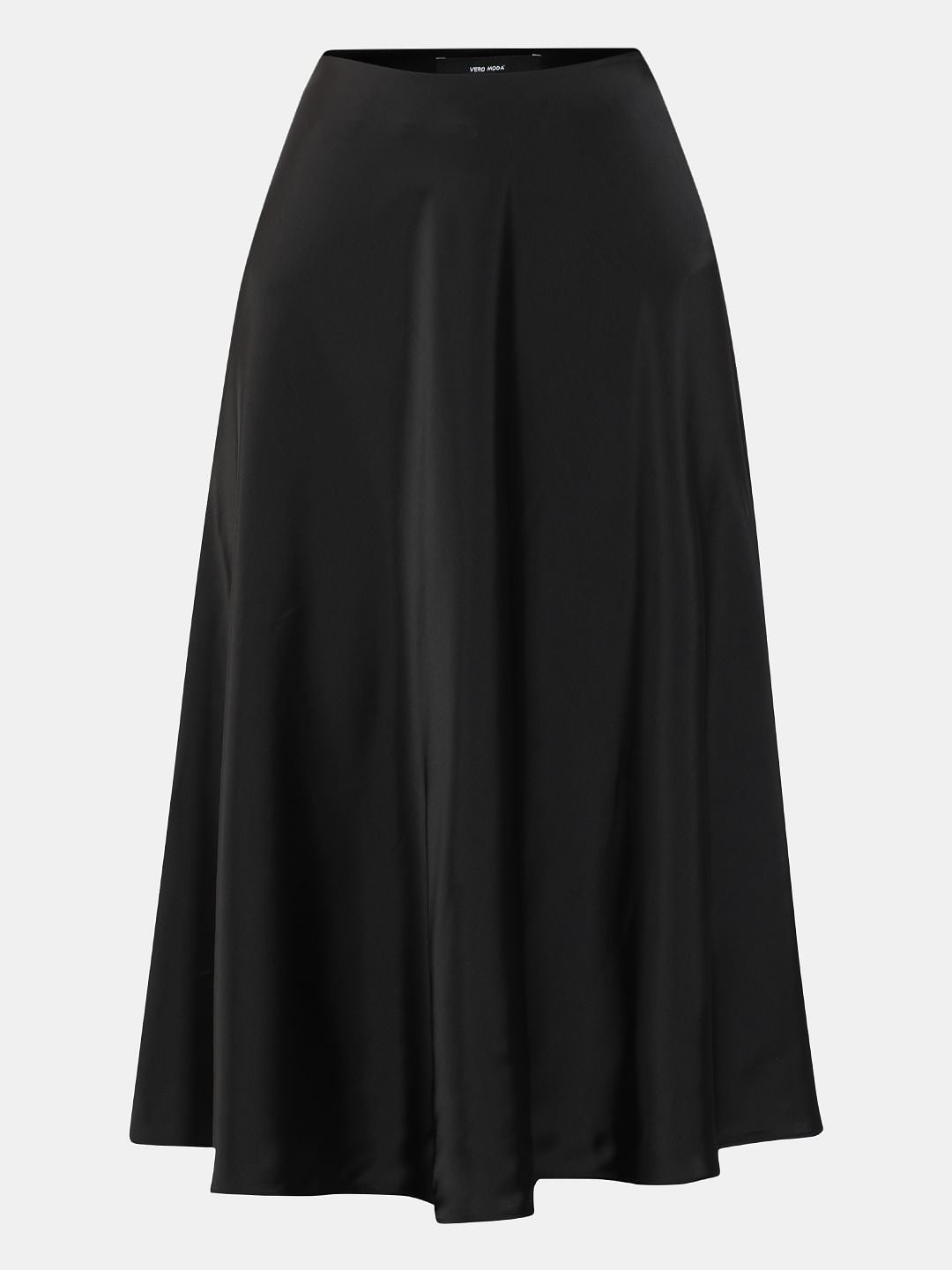 Black Flared Midi Skirt
