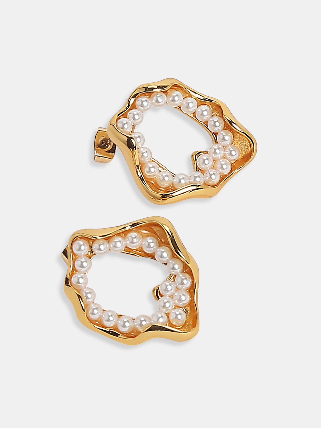 Golden Pearl Embellished Studs