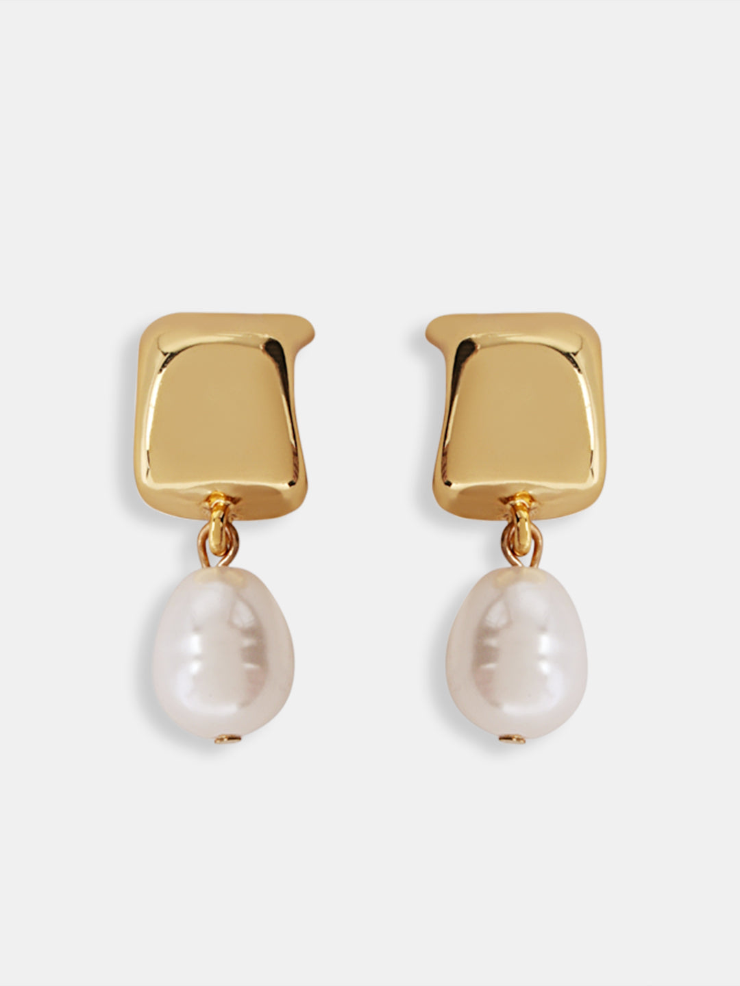 Golden Pearl Detail Drop Earrings