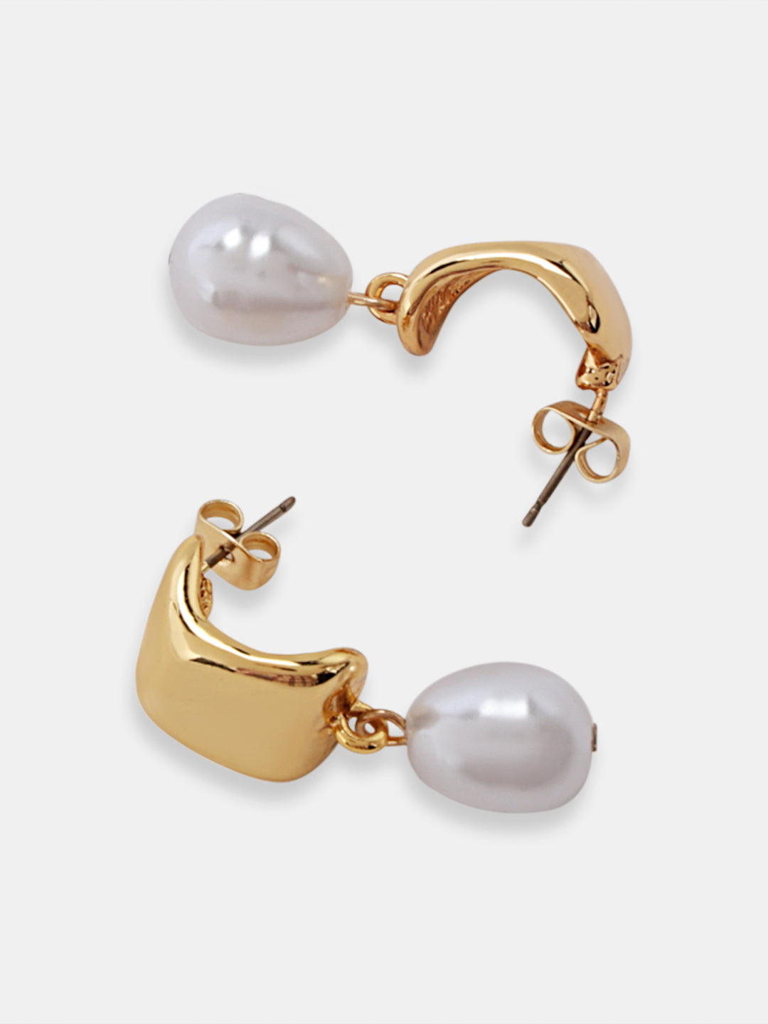 Golden Pearl Detail Drop Earrings