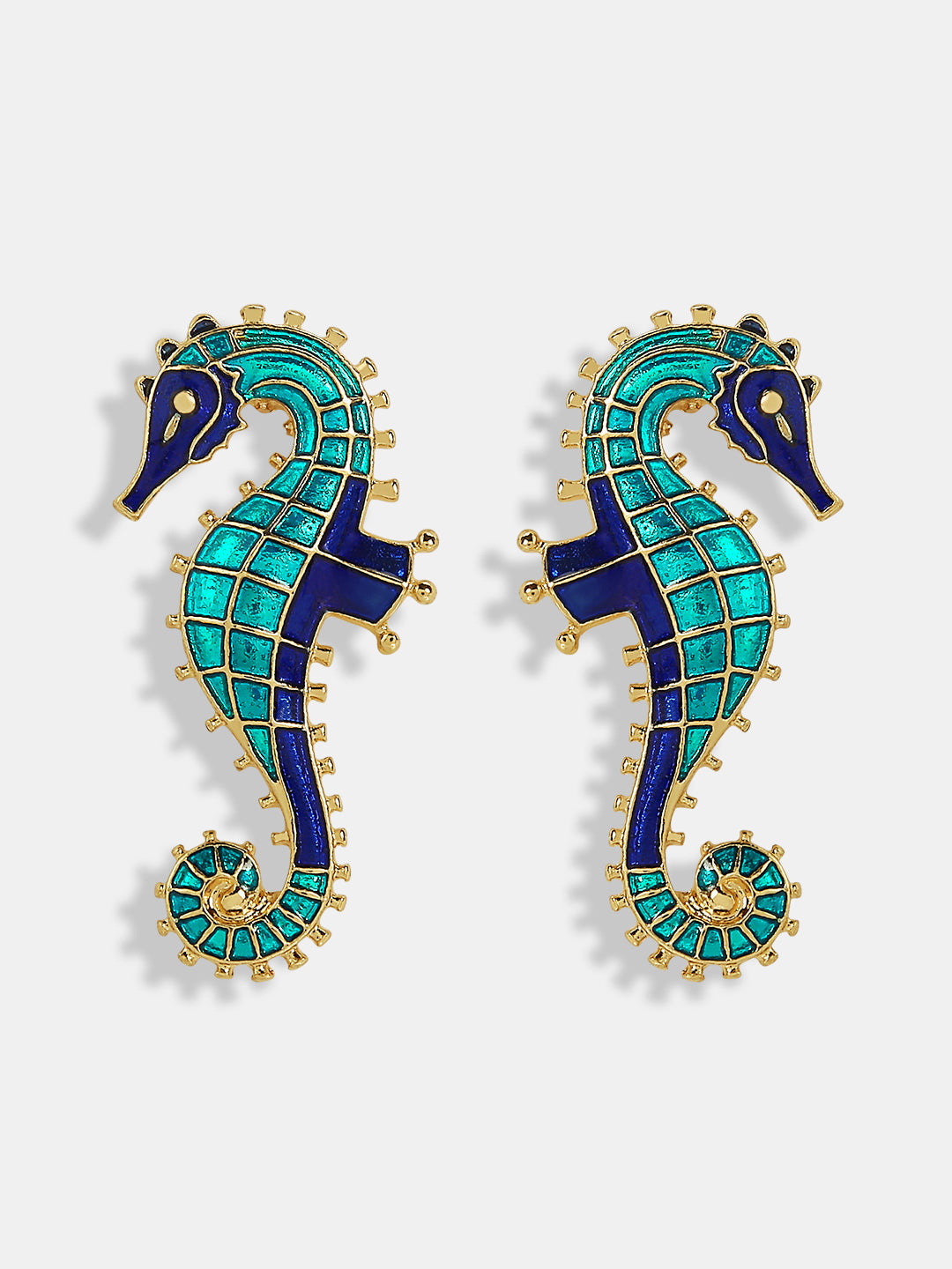 VERO MODA Blue & Green Sea Horse Studs
