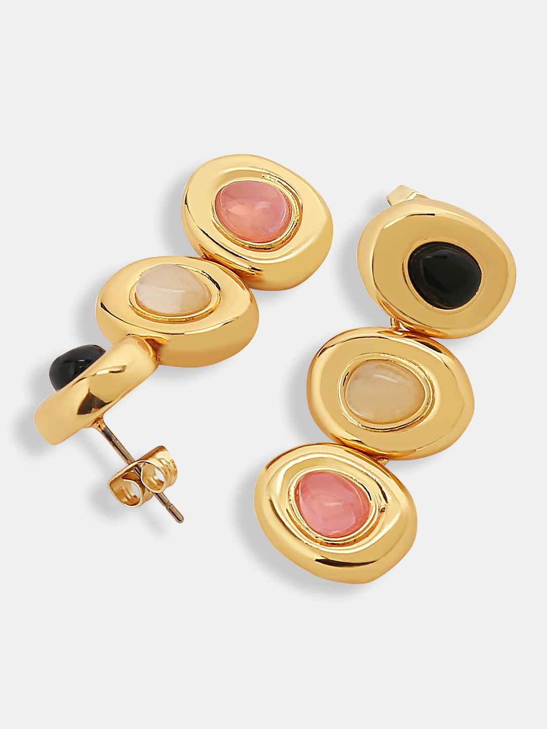 Golden Tripe Oval Drop Earrings