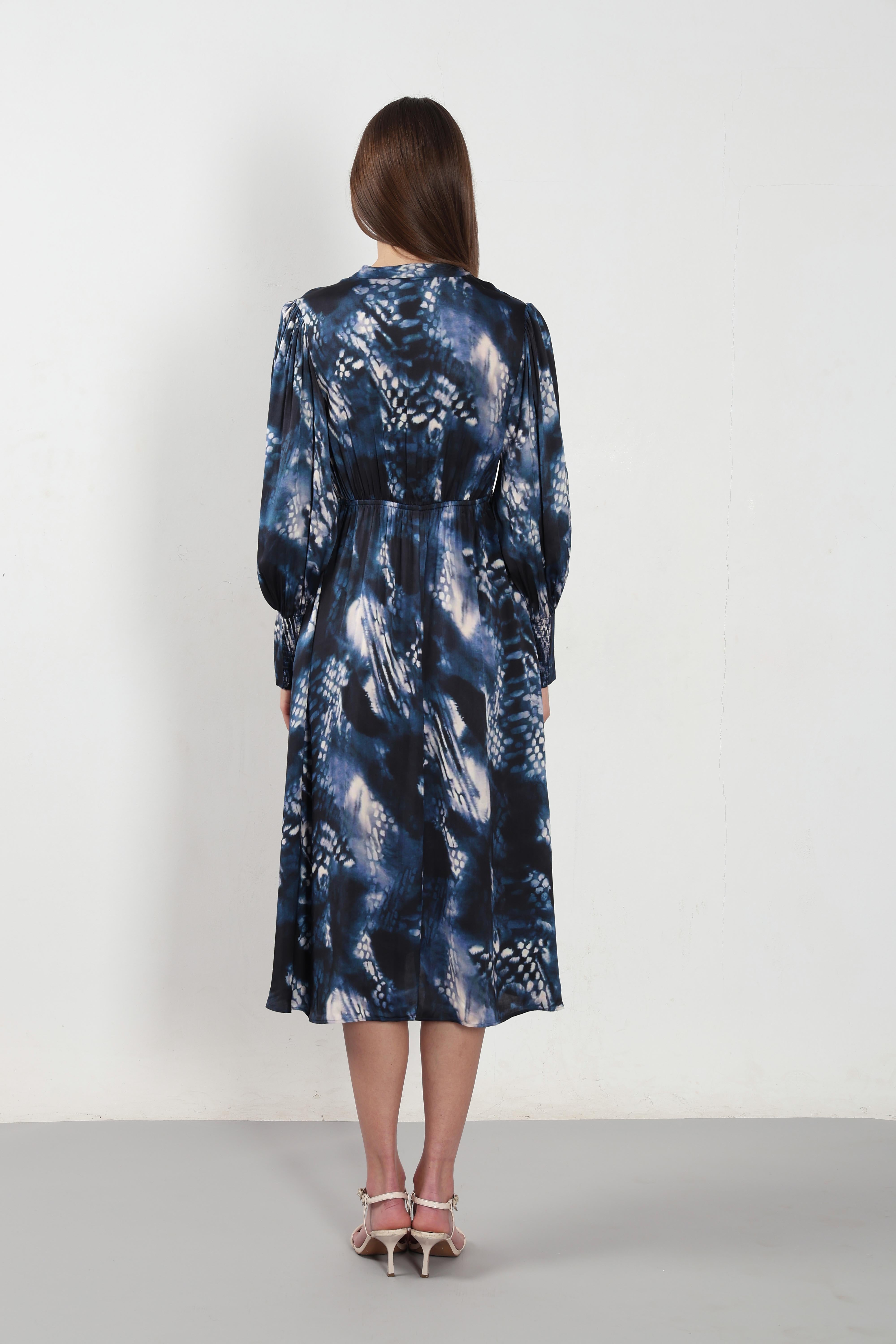 Vero Moda Navy Blue Printed Midi Dress