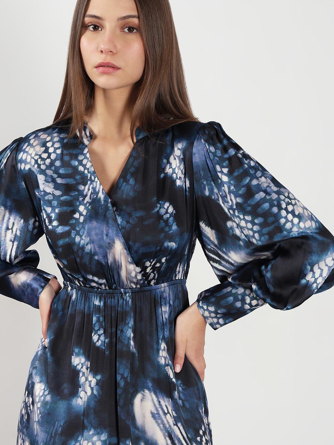 Vero Moda Navy Blue Printed Midi Dress