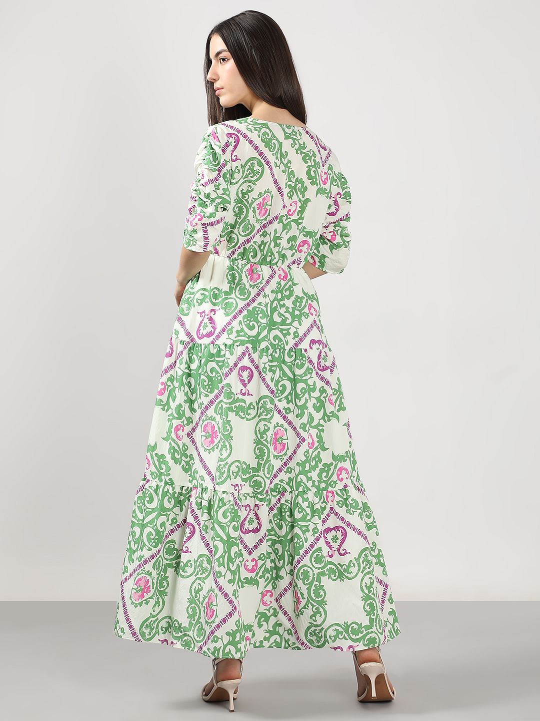 Green Printed Maxi Dress