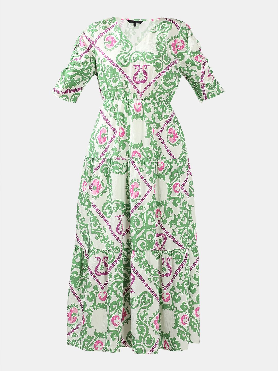 Green Printed Maxi Dress