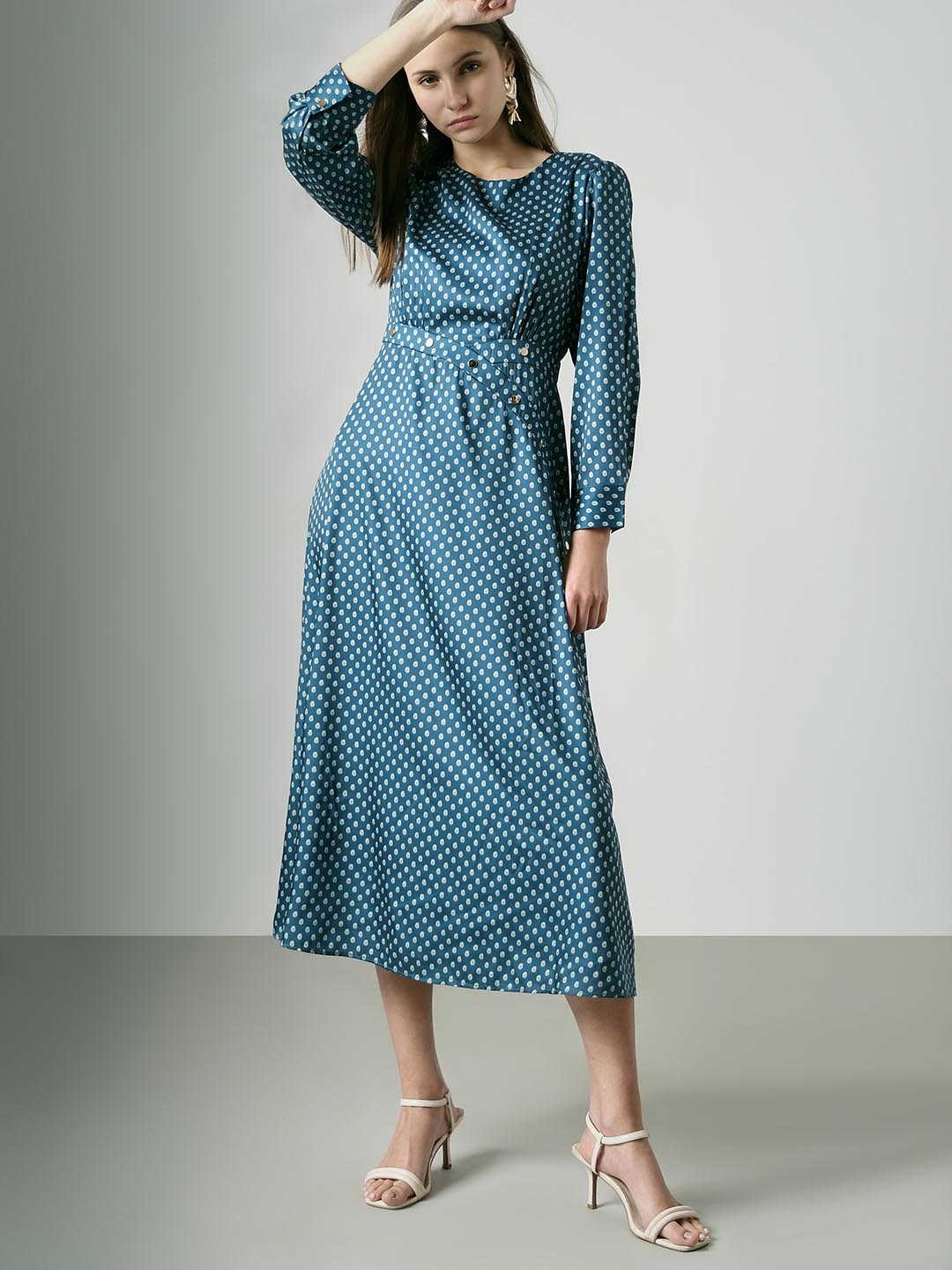 Vero Moda Blue Printed Midaxi Dress