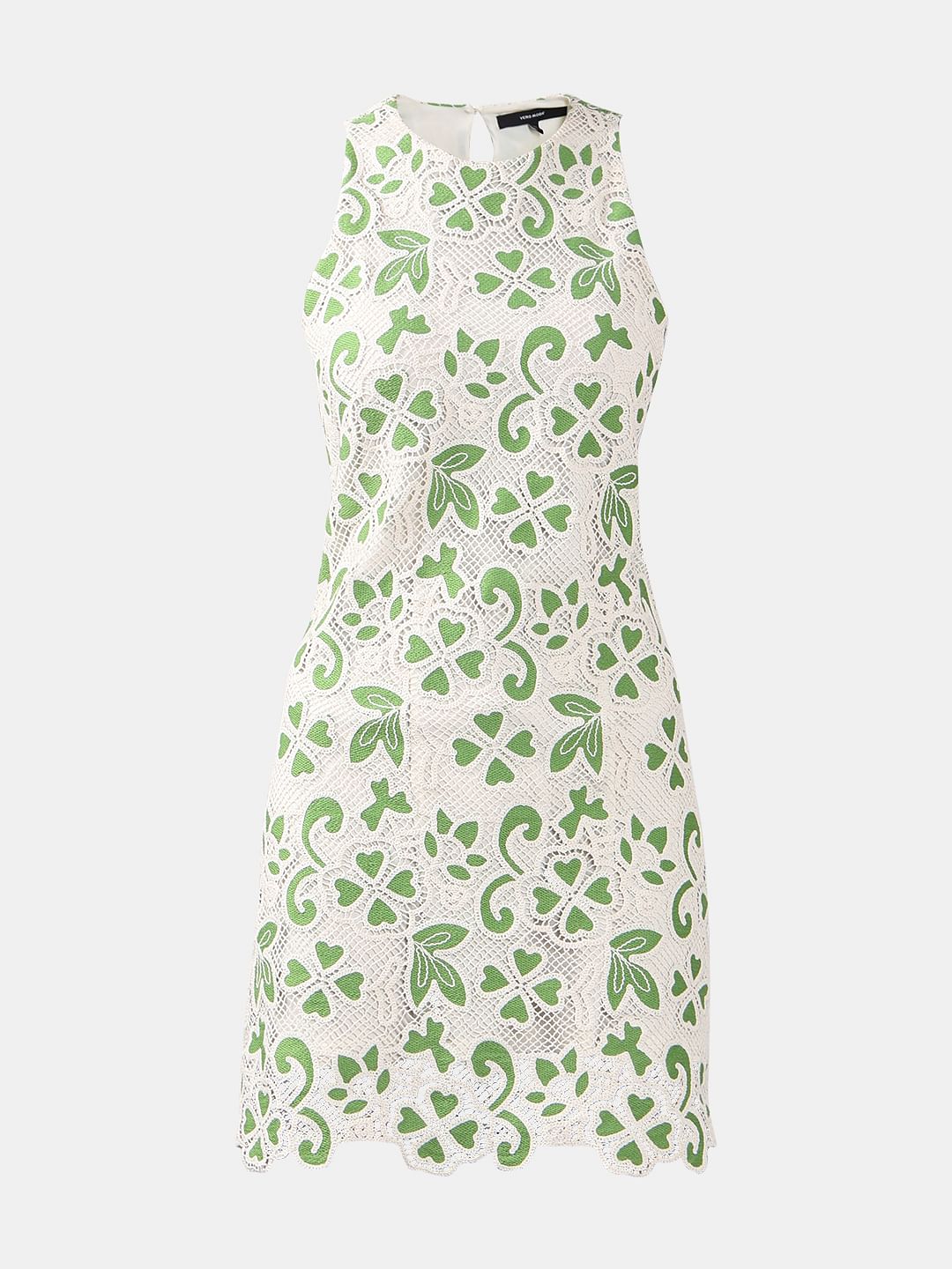 Green Embroidered Mini Dress