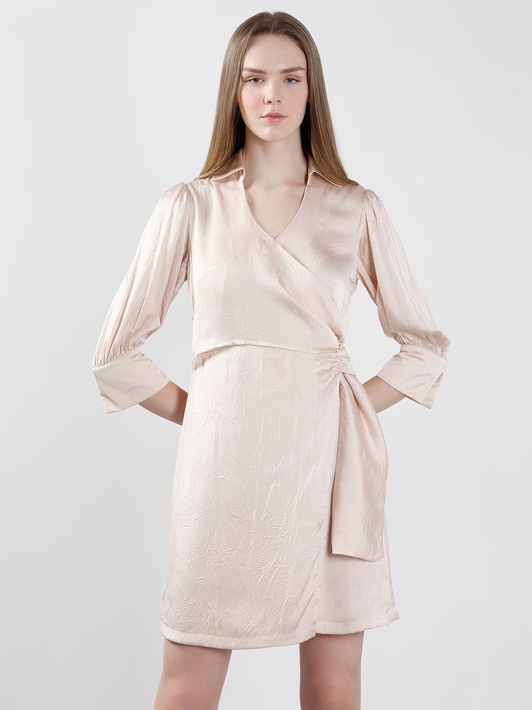 Vero Moda off-White Wrap Satin Dress