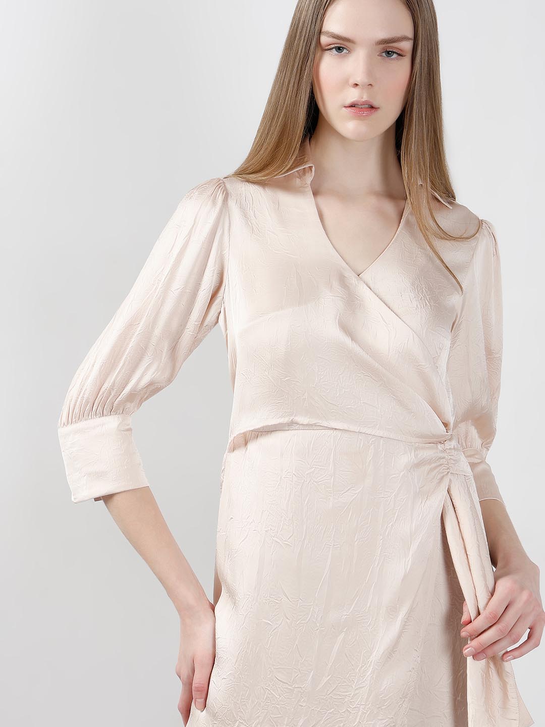 Vero Moda off-White Wrap Satin Dress