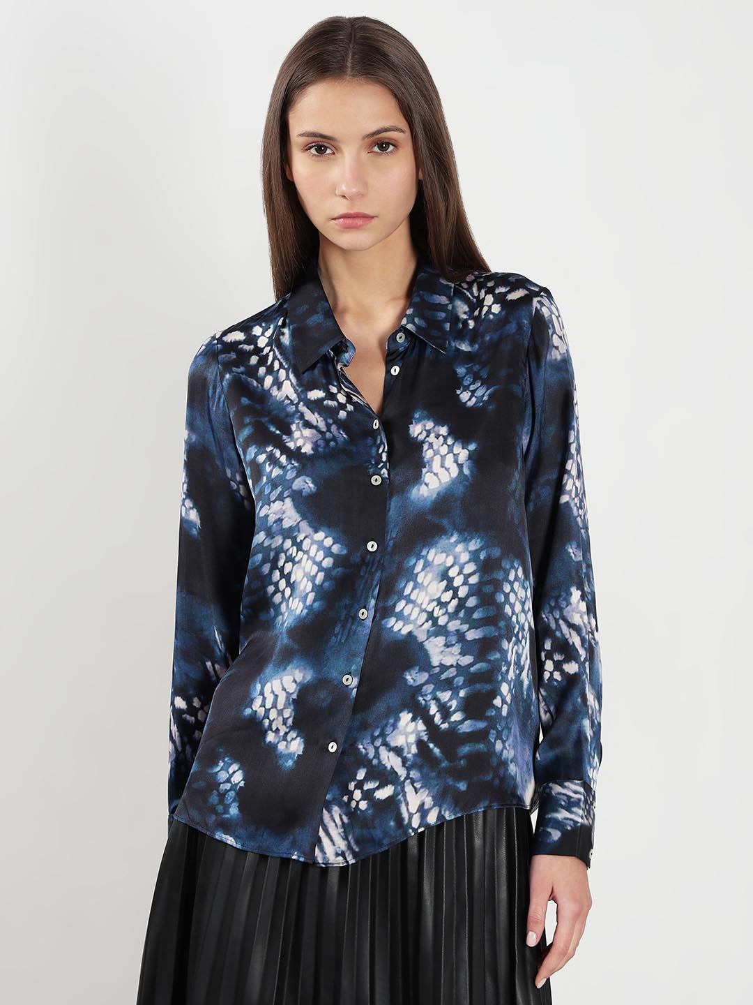 Vero Moda Navy Blue Printed Shirt