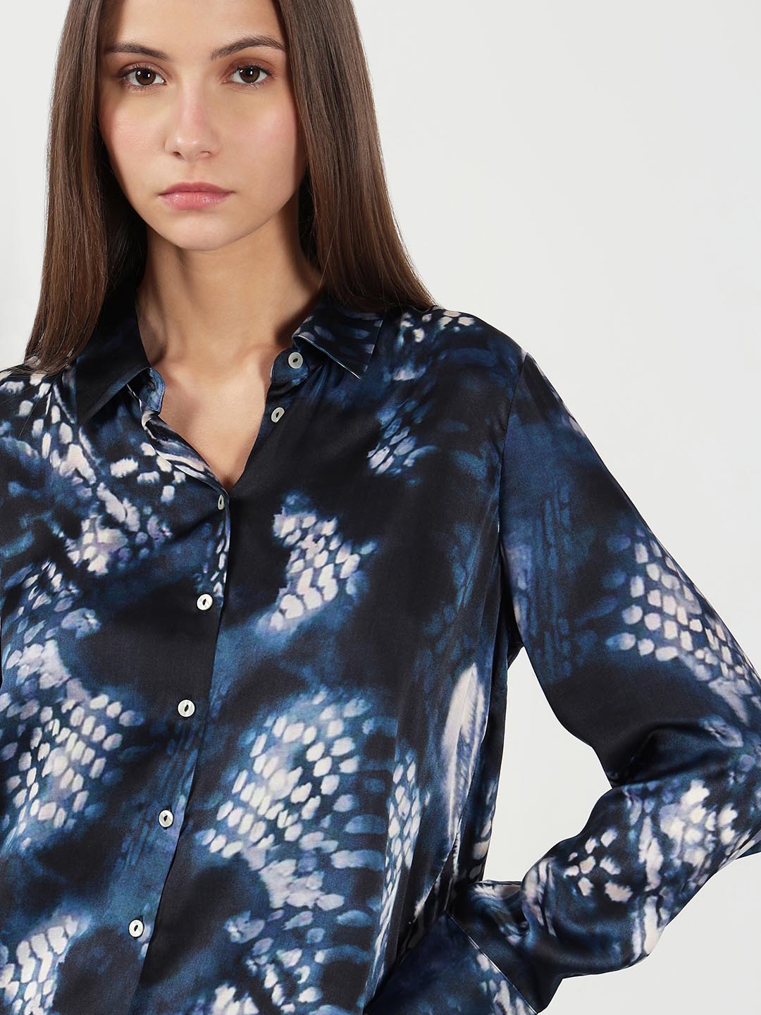 Vero Moda Navy Blue Printed Shirt