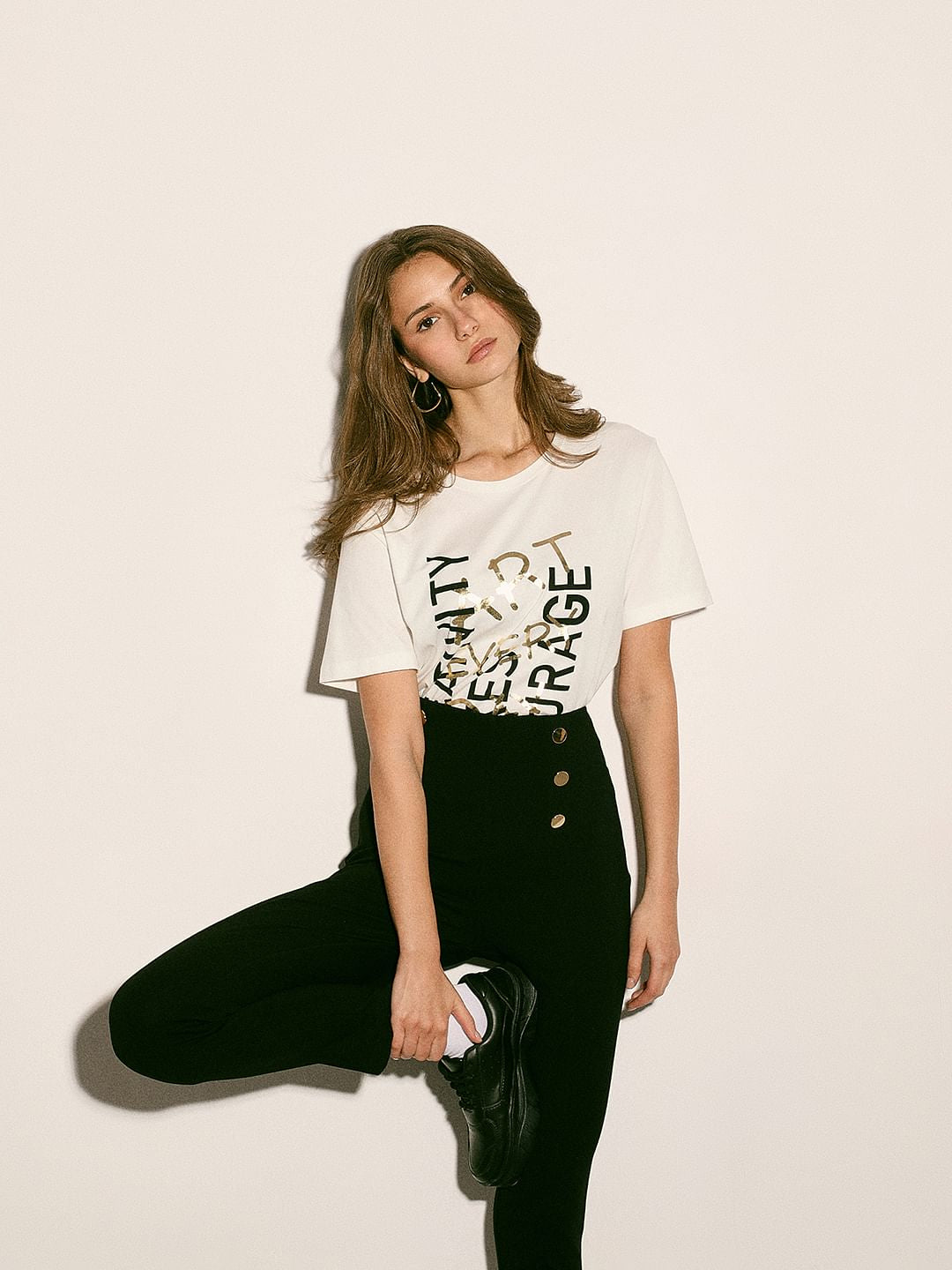 White Printed Cotton T-Shirt