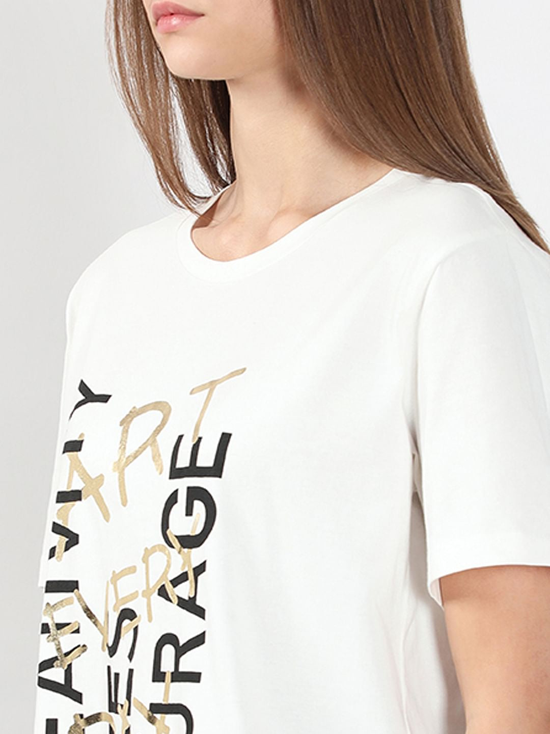 White Printed Cotton T-Shirt