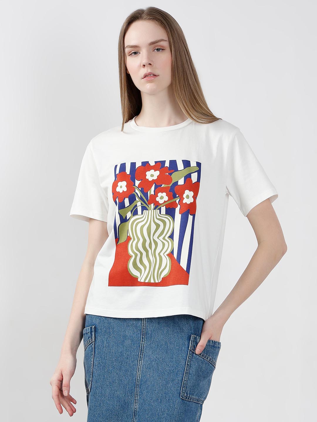 Vero Moda White Printed T-Shirt