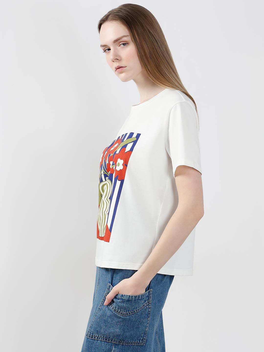 Vero Moda White Printed T-Shirt