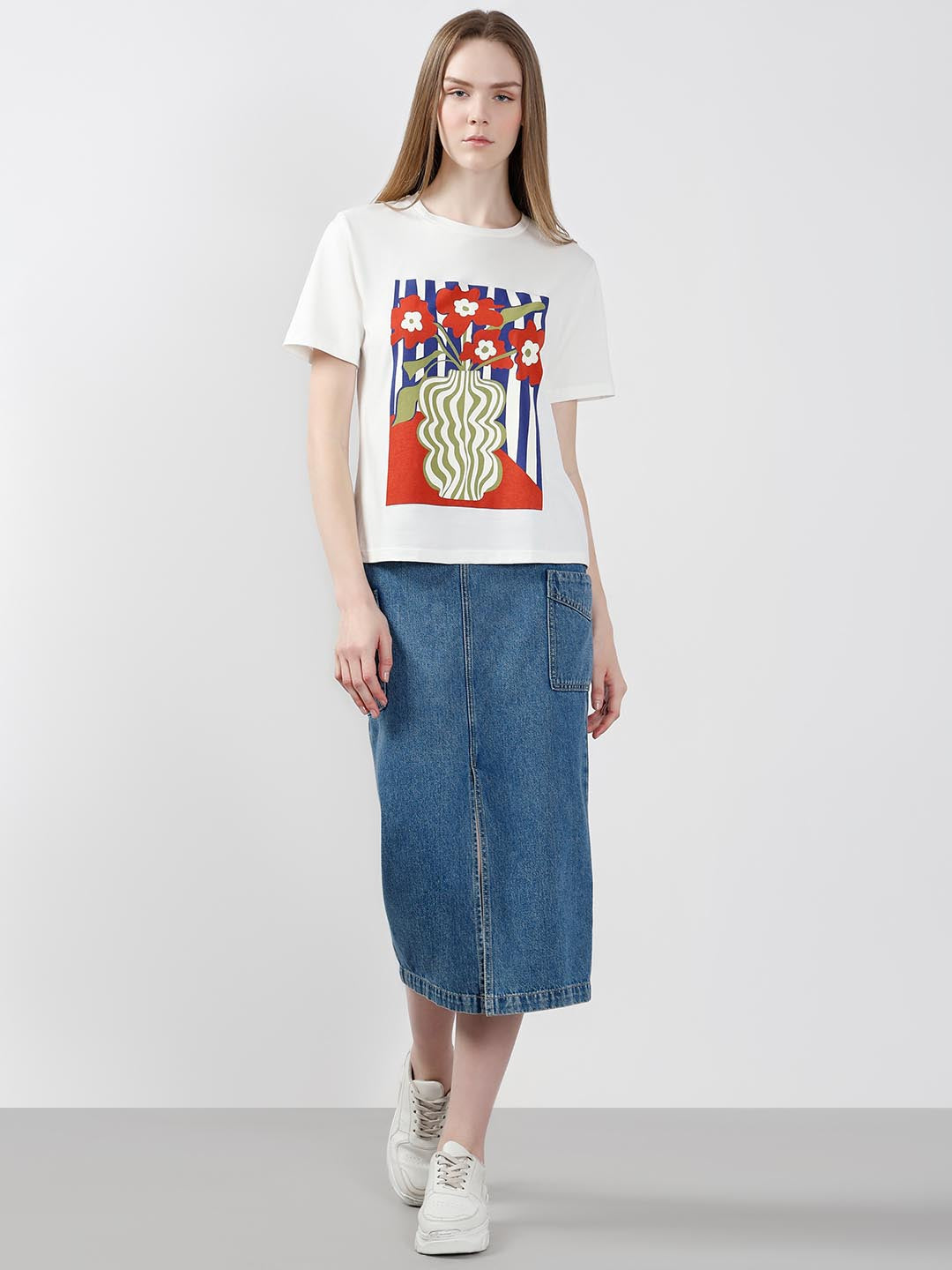 Vero Moda White Printed T-Shirt