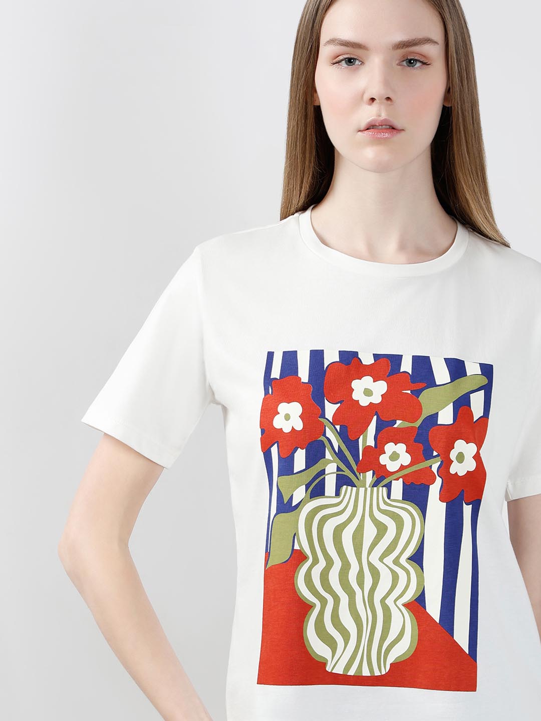 Vero Moda White Printed T-Shirt