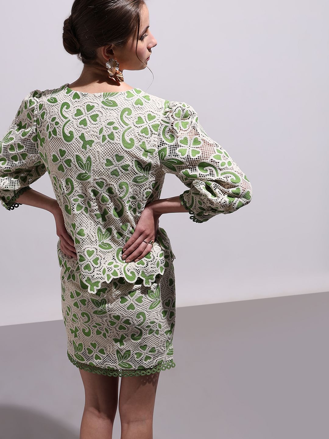 Green Embroidered Co-Ord Set Top