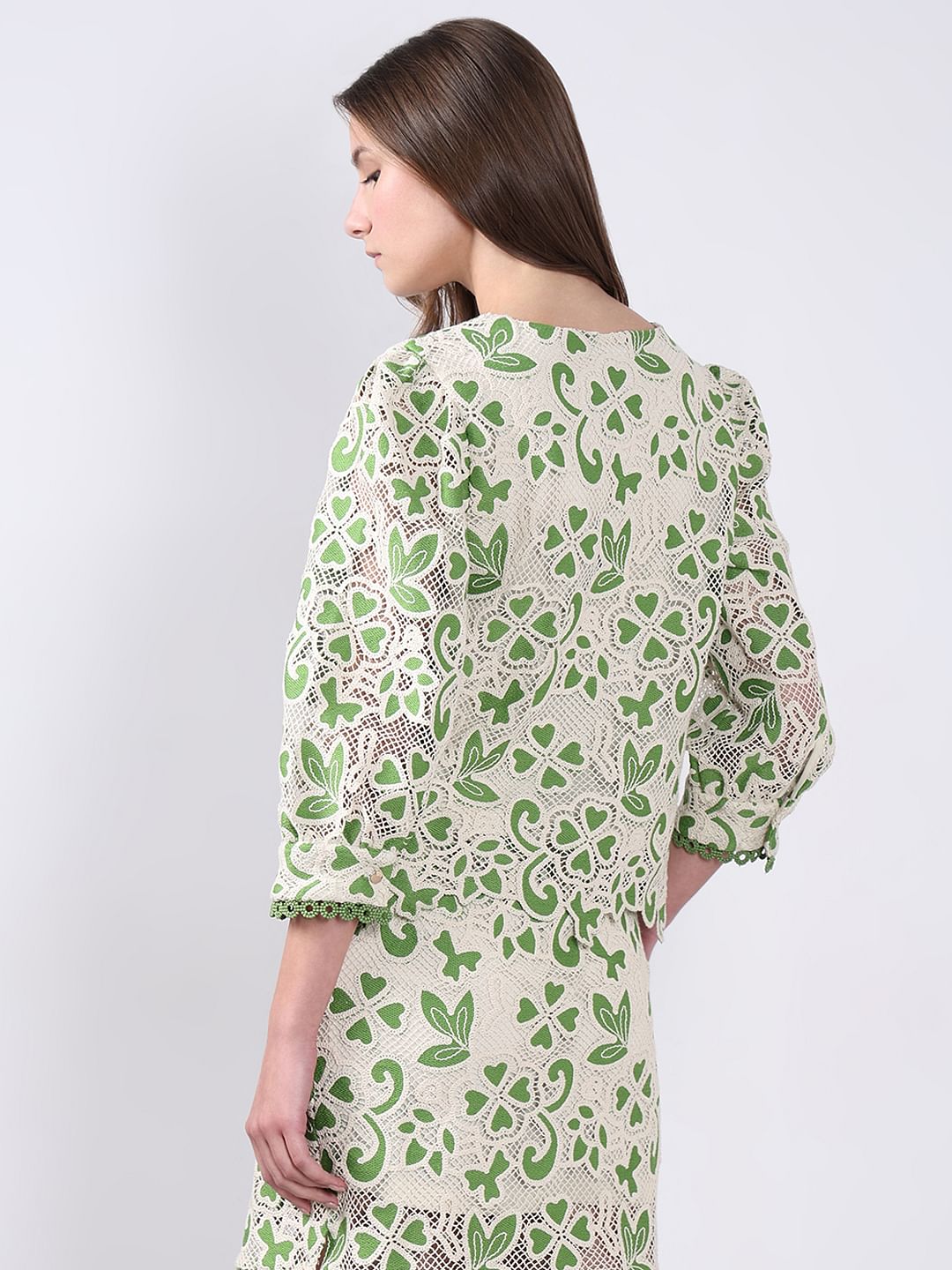 Green Embroidered Co-Ord Set Top