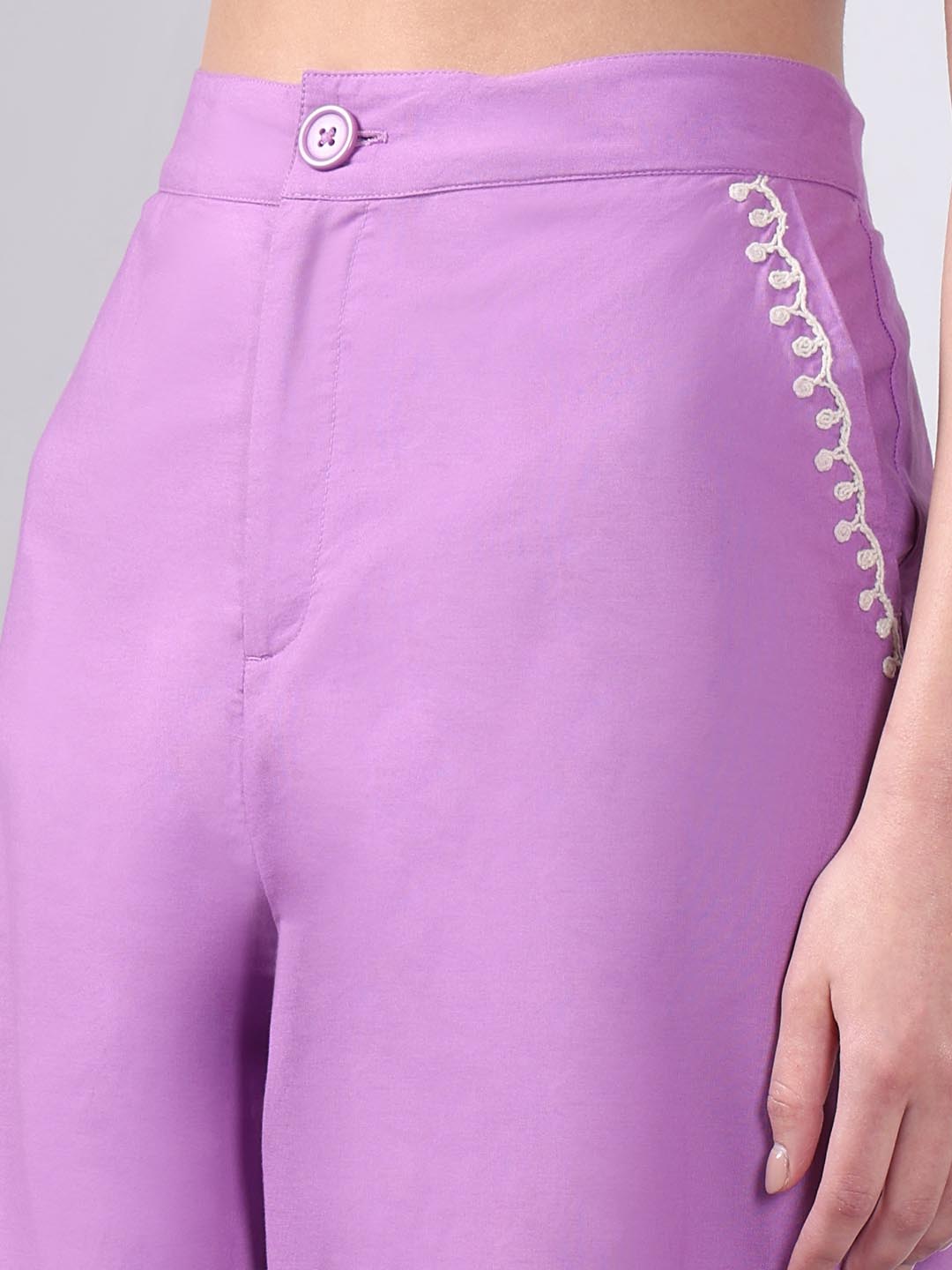 Vero Moda Lavender Embroidered Pants