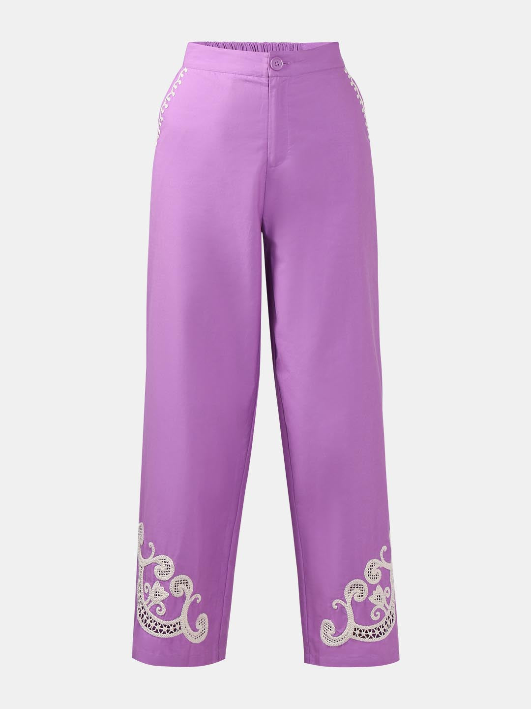 Vero Moda Lavender Embroidered Pants