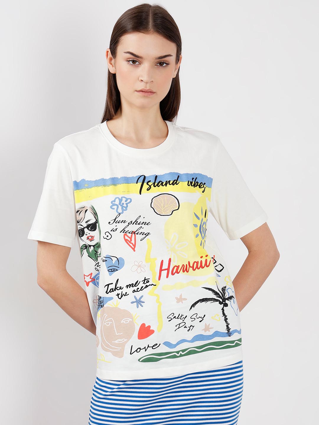 Vero Moda Bright White Printed T-Shirt