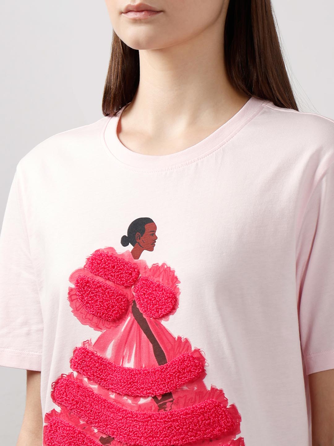 Vero Moda Light Pink 3D Print T-Shirt