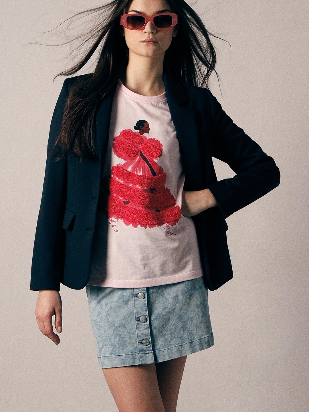 Vero Moda Light Pink 3D Print T-Shirt