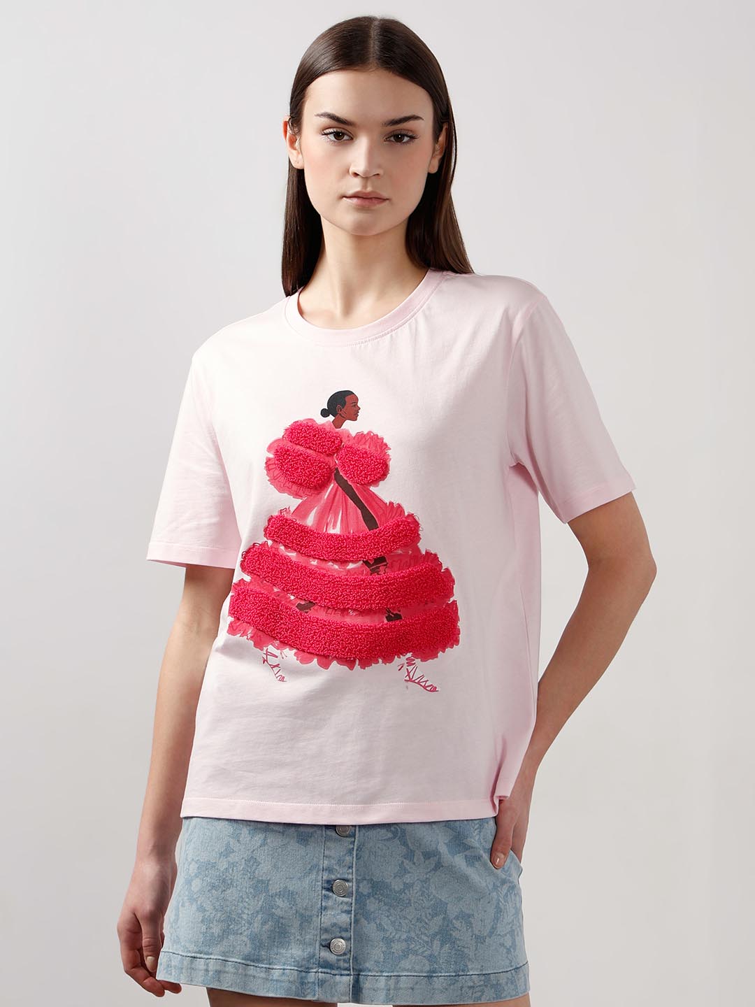 Vero Moda Light Pink 3D Print T-Shirt