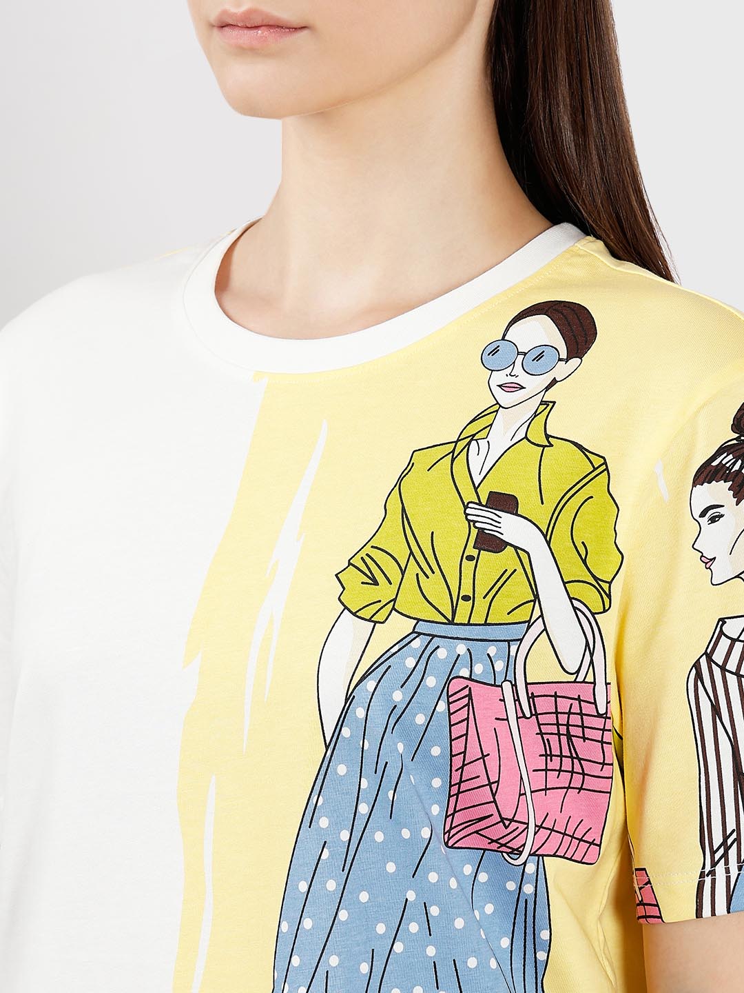 Vero Moda White Printed Cotton T-Shirt