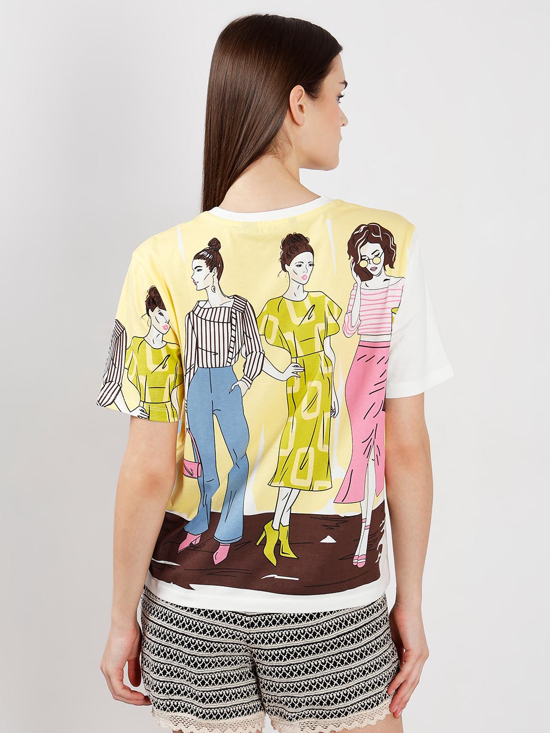 Vero Moda White Printed Cotton T-Shirt