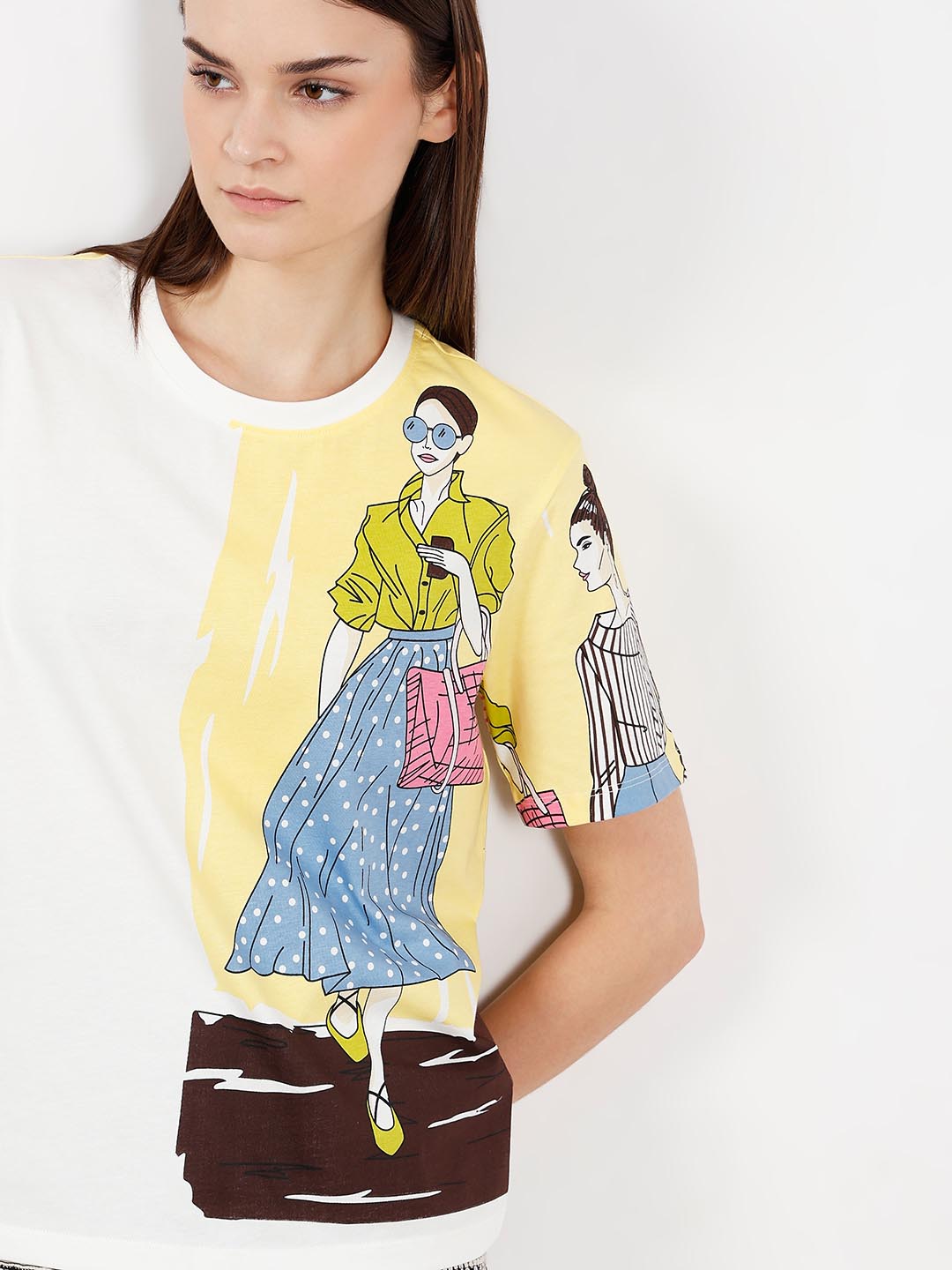 Vero Moda White Printed Cotton T-Shirt